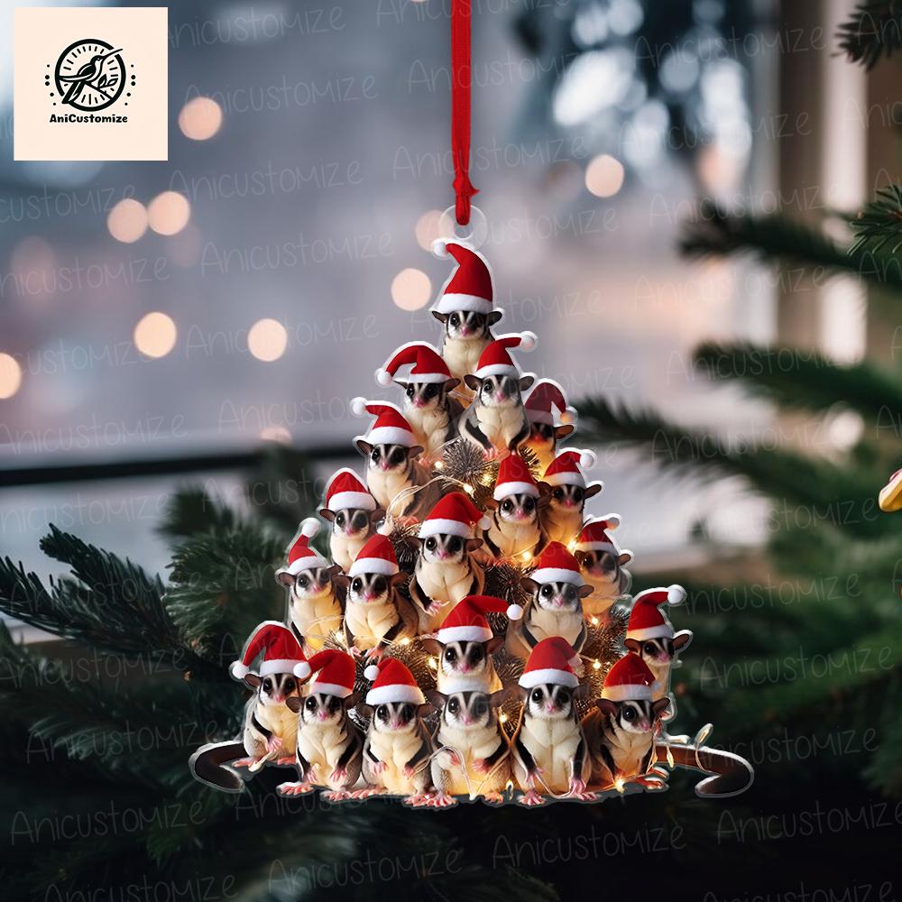 Christmas Sugar Glider 2D FLAT Ornament Decor, Sugar Glider Lover Decor, Xmas Animal Decor, Christmas Animal, Animal Lover Gift,Gift For Her