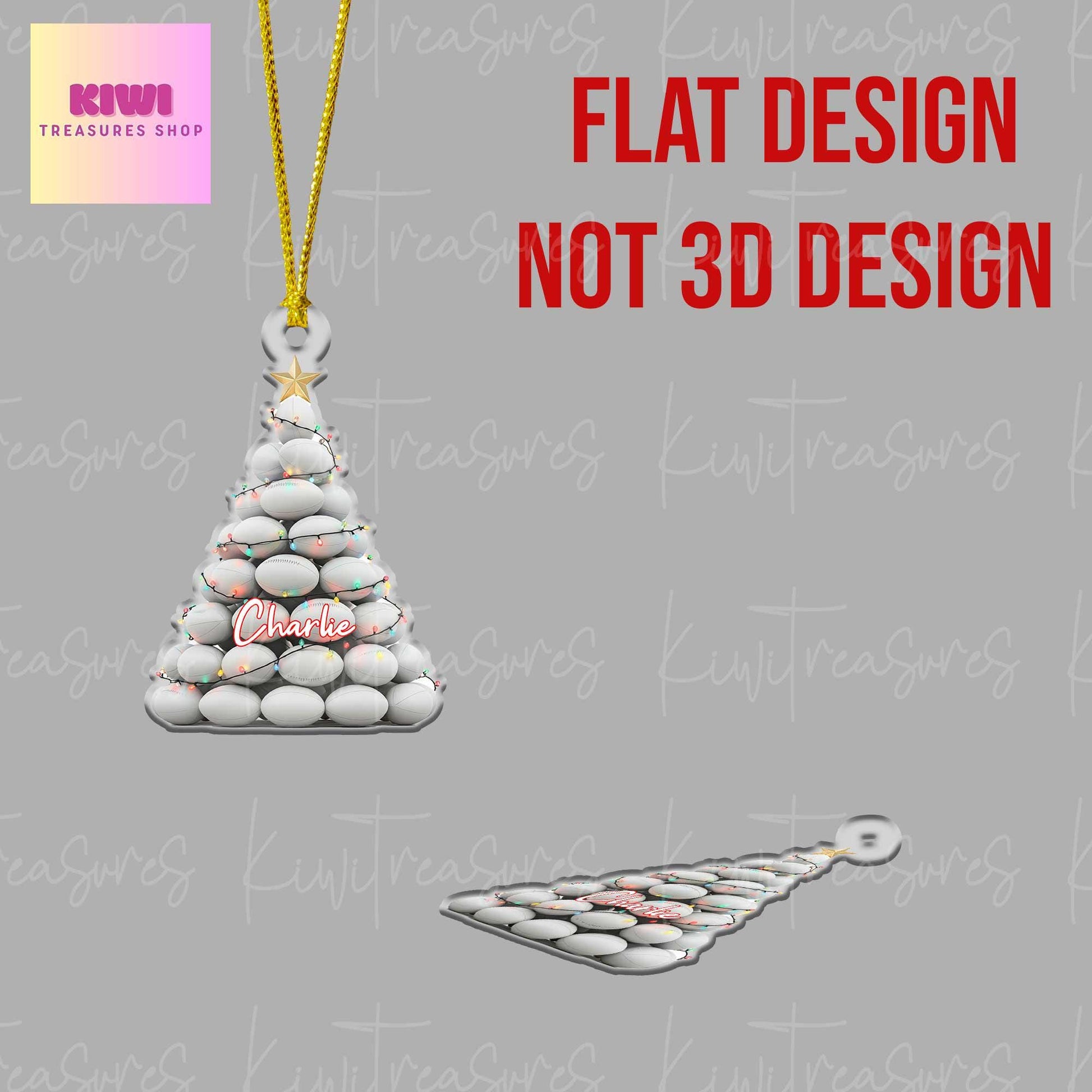 Personalized Rugby Christmas tree Ornament, 2d FLAT Rugby ornament, Rugby ornament, gift for her, sport lover, Rugby lover gift