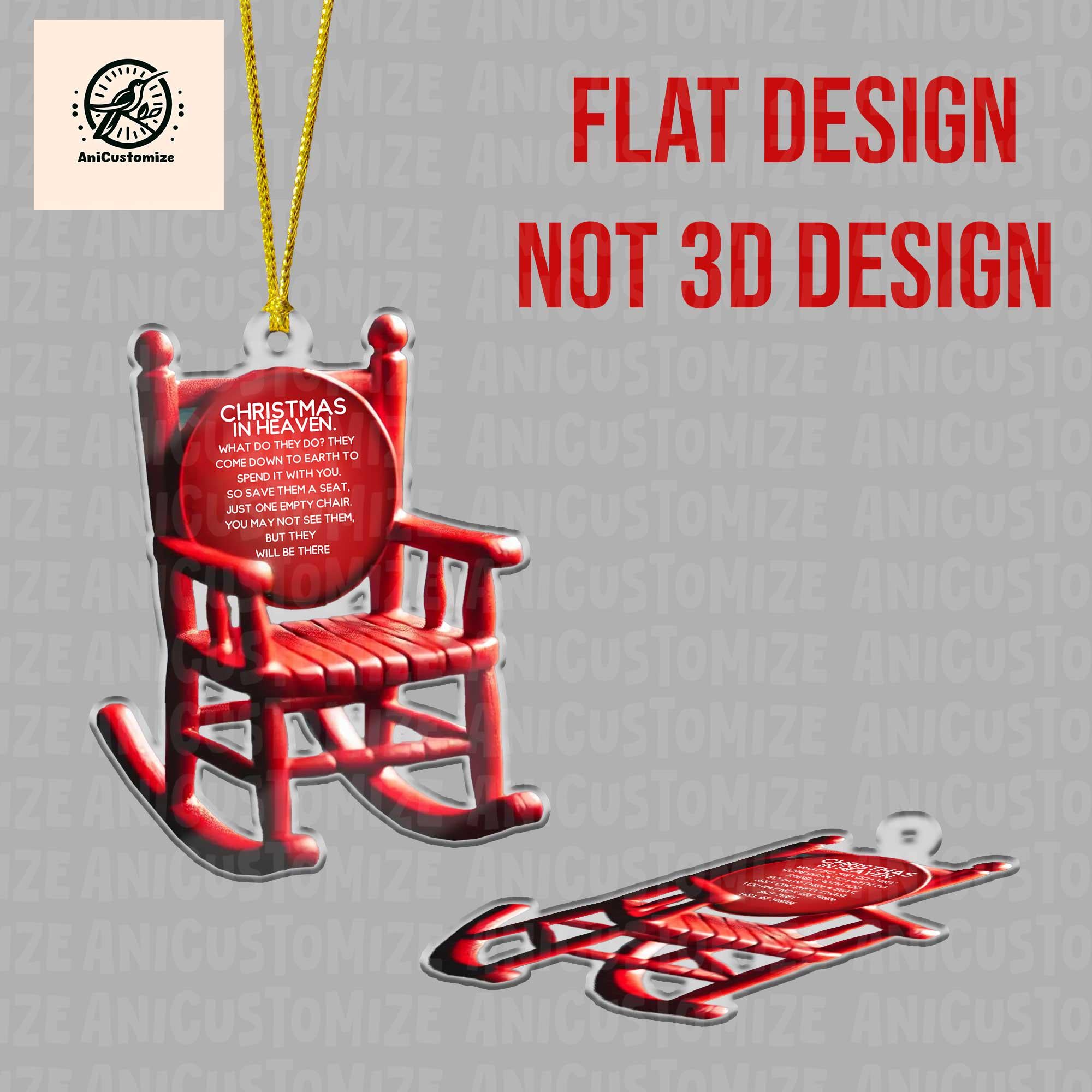 Christmas In Heaven 2D FLAT Ornament, Christmas Memorial Gift, Save A Chair Decor, Empty Chair Sympathy, Remembrance Loved One in Heaven