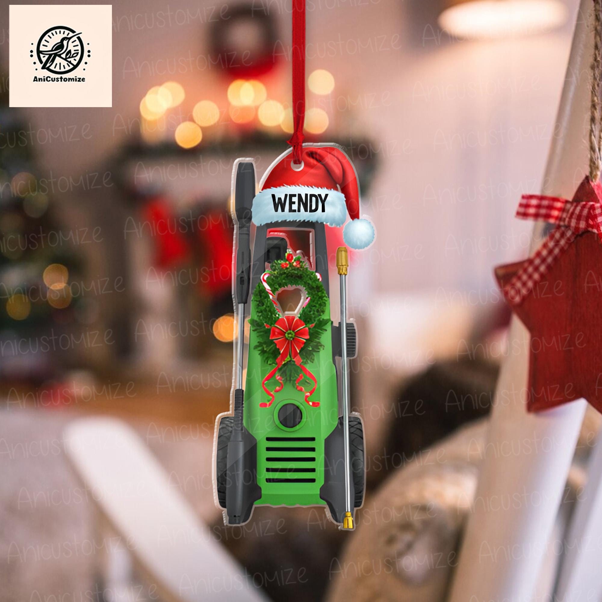 Personalized Pressure Washer 2D FLAT Ornament, Car Washer Ornament, Car Detailer Decor, Christmas Car Washer, Christmas Tree Decor