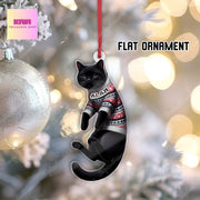 Custom Black Cat Ornament • Personalized Pet Flat Christmas Decoration