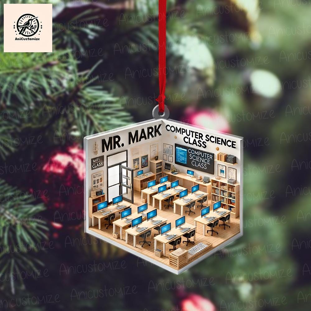 Personalized Computer Science Class 2D FLAT Ornament, CS teacher Gift, CS Class Keepsake, Christmas 2024 Decor, Xmas Teacher Gift,Coder Gift