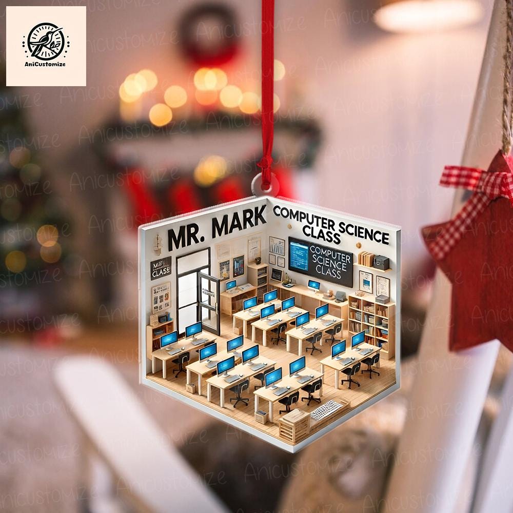Personalized Computer Science Class 2D FLAT Ornament, CS teacher Gift, CS Class Keepsake, Christmas 2024 Decor, Xmas Teacher Gift,Coder Gift