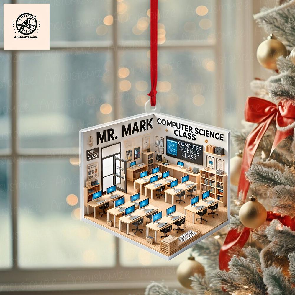 Personalized Computer Science Class 2D FLAT Ornament, CS teacher Gift, CS Class Keepsake, Christmas 2024 Decor, Xmas Teacher Gift,Coder Gift