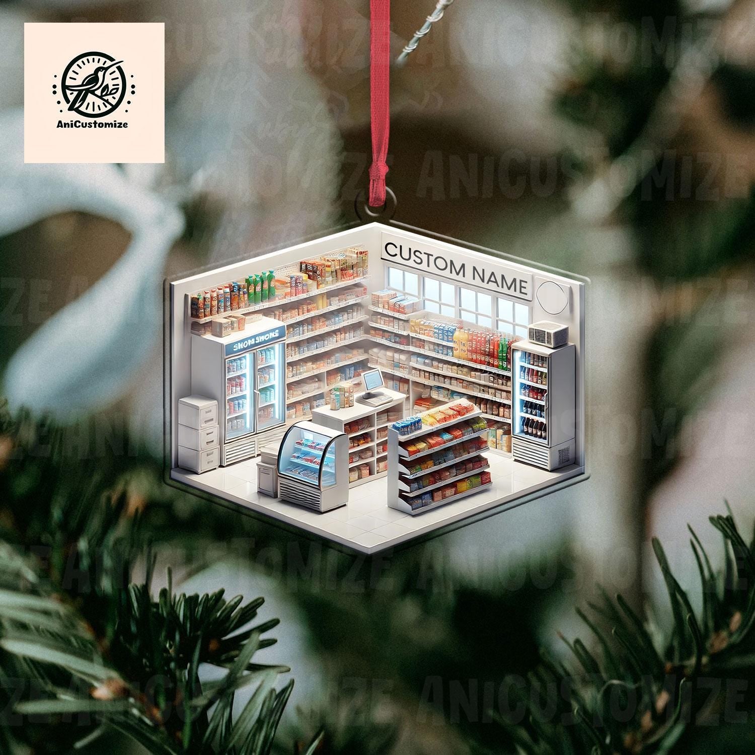 Personalized Convenience Store Christmas 2D Ornament, Convenience Shop Ornament, Convenience Grocery Ornament, Grocery Shop Holiday Decor