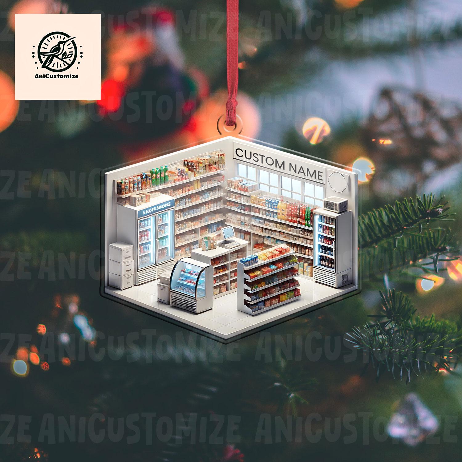 Personalized Convenience Store Christmas 2D Ornament, Convenience Shop Ornament, Convenience Grocery Ornament, Grocery Shop Holiday Decor