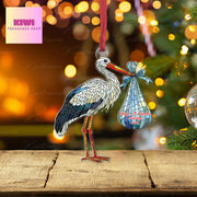 Personalized Expecting Baby FLAT Ornament, Christmas mommy to be ornament, pregnancy announcement christmas gift, family of 3