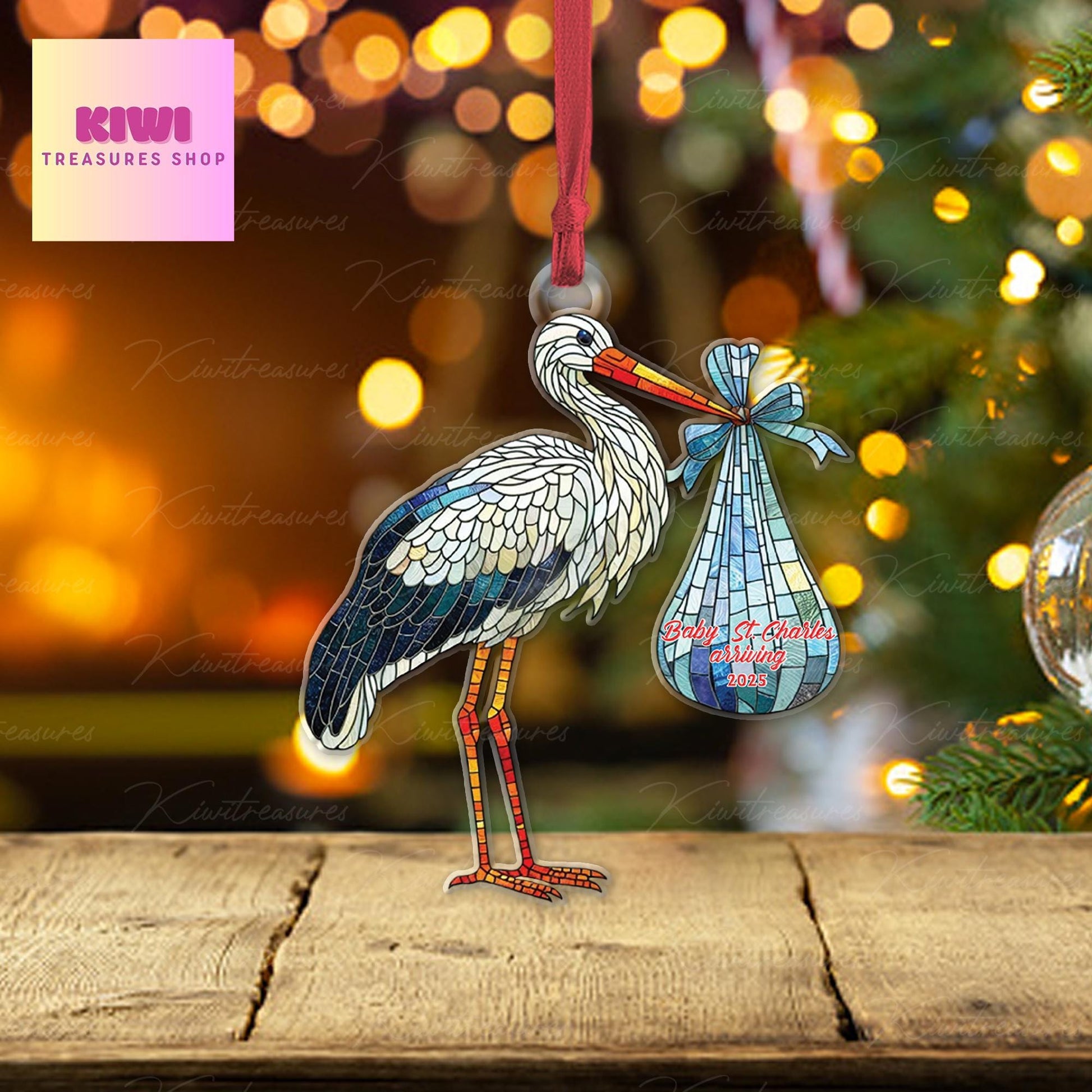 Personalized Expecting Baby FLAT Ornament, Christmas mommy to be ornament, pregnancy announcement christmas gift, family of 3