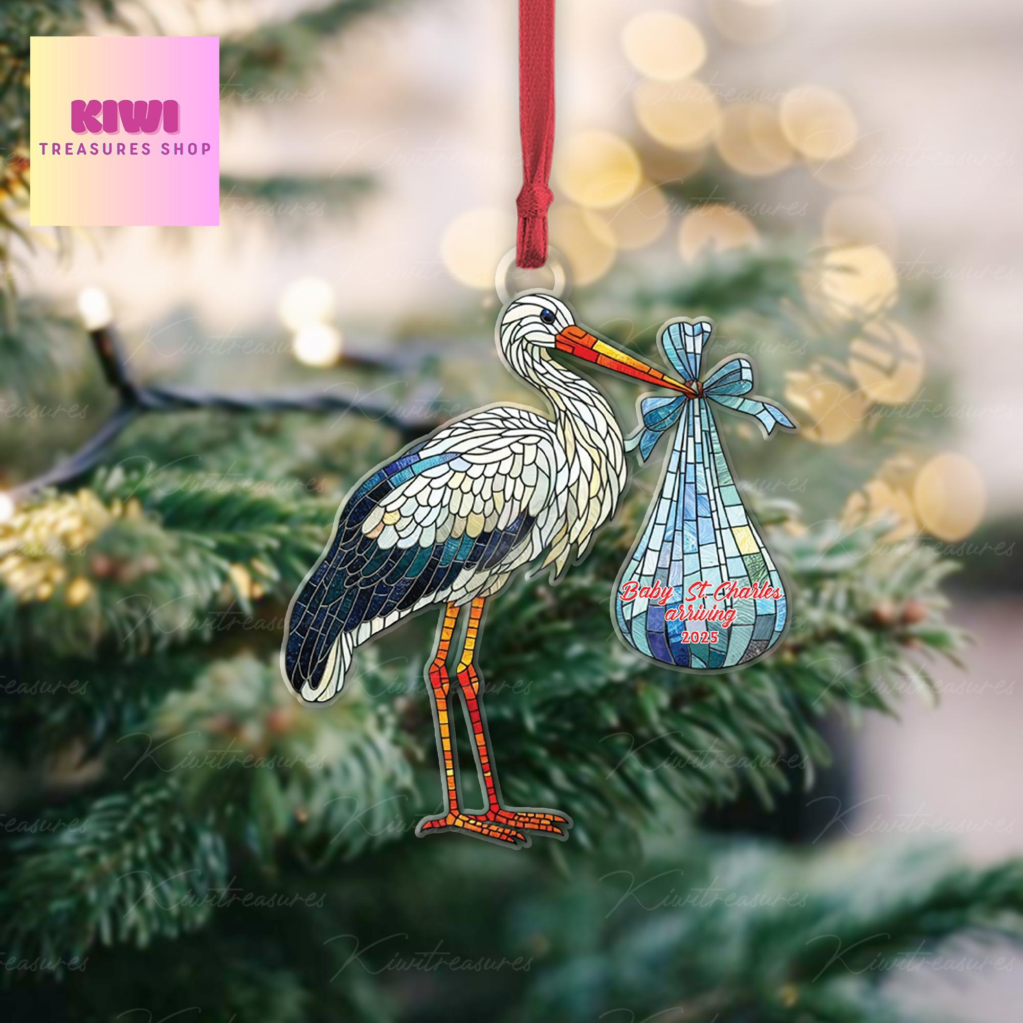 Personalized Expecting Baby FLAT Ornament, Christmas mommy to be ornament, pregnancy announcement christmas gift, family of 3