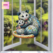 ACRYLIC Hugging Opossum mom and baby Window Hanging, Eat Trash, Stay Trashy, Possum lovers gift, gift for mom, Possum mom