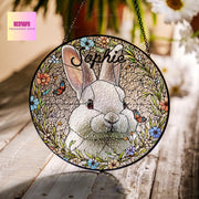 Custom Bunny Portrait Glass Suncatcher, Glass Bunny Memorial, Custom Pet Bunny Rabbit Portrait from Photo, Sympathy Gift, Gift For Bunny Mom