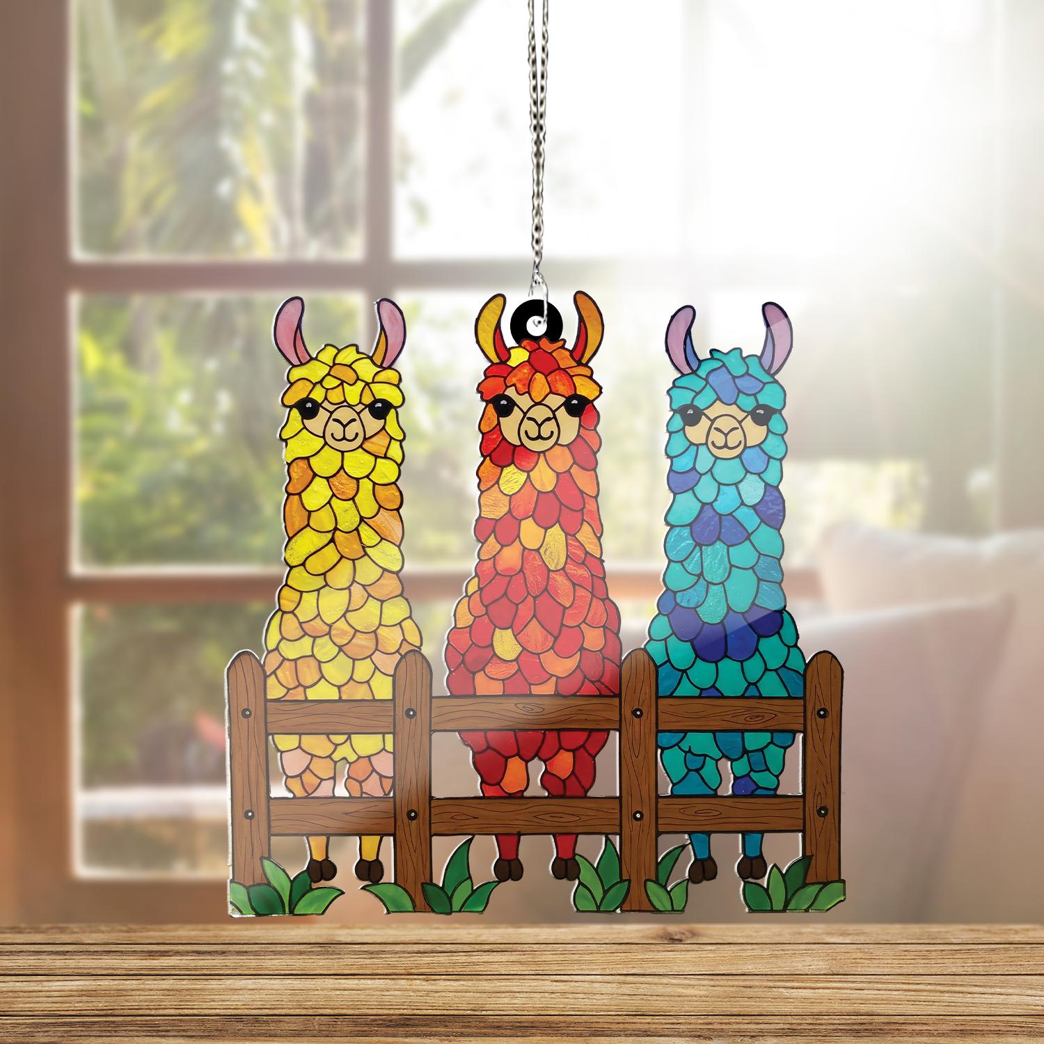 Colorful Llama Trio ACRYLIC Window Hanging, Decor Gift for Animal Lovers, Perfect for Home, Car, Office Decor, Llma Decor, Animal Gift