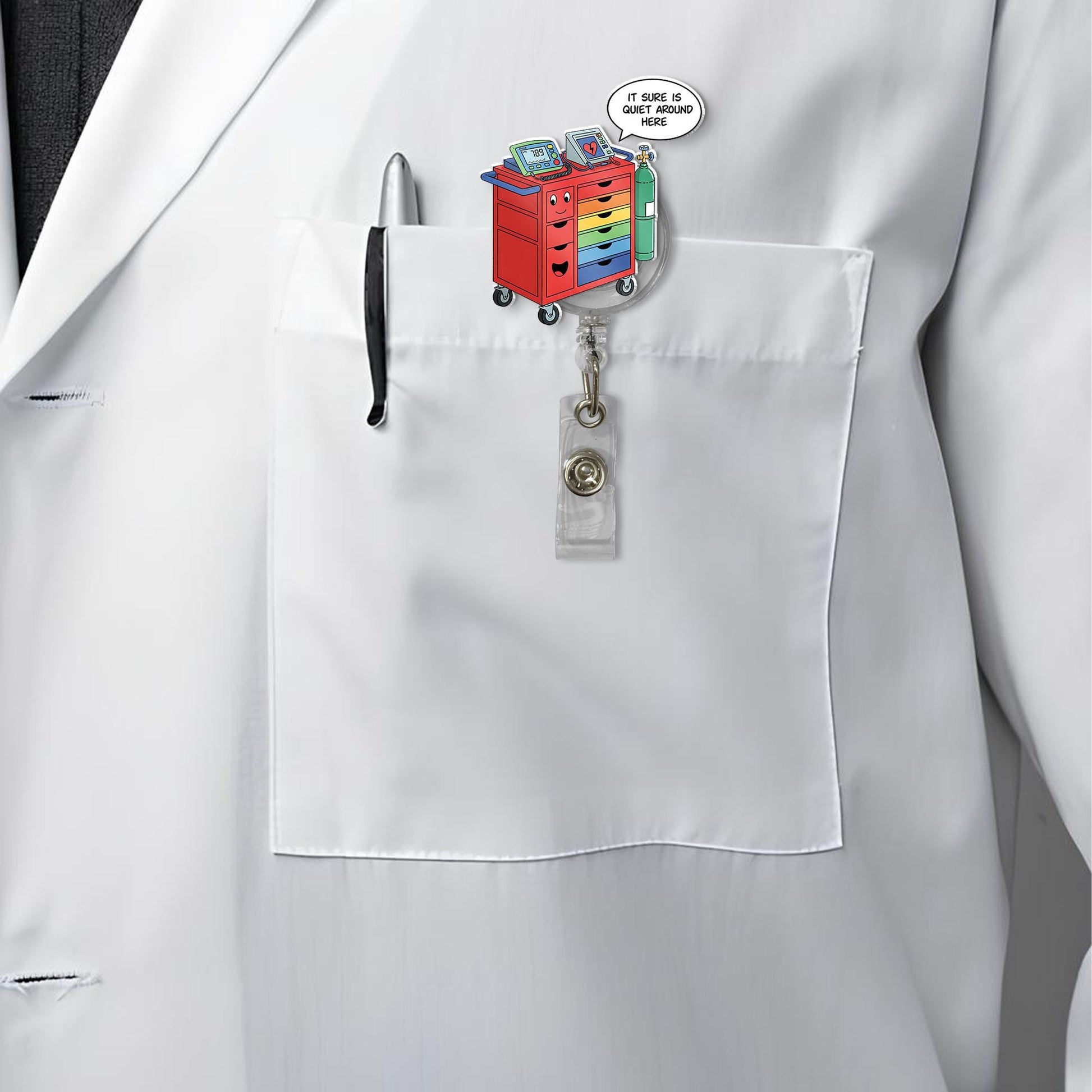 Crash Cart Acrylic Badge Reel, ICU Nurse, RRT, Rapid Response, Emergency Medicine, Nurses Week Gift, Respiratory, MD, Doctor, Code Blue Team