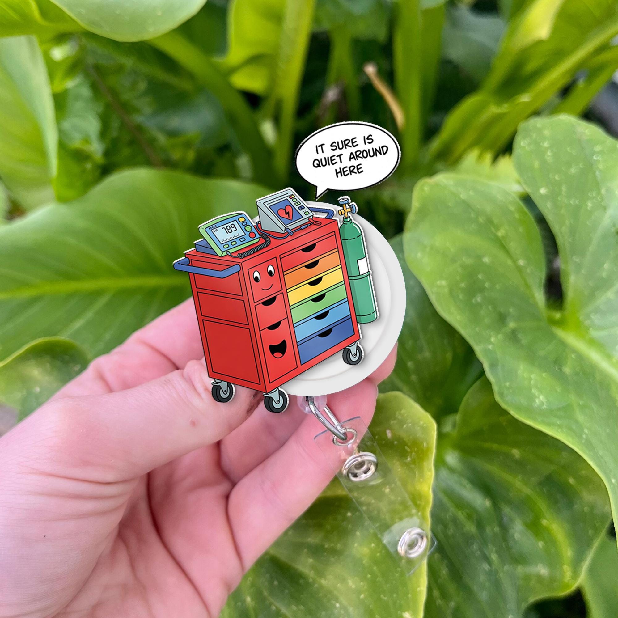 Crash Cart Acrylic Badge Reel, ICU Nurse, RRT, Rapid Response, Emergency Medicine, Nurses Week Gift, Respiratory, MD, Doctor, Code Blue Team