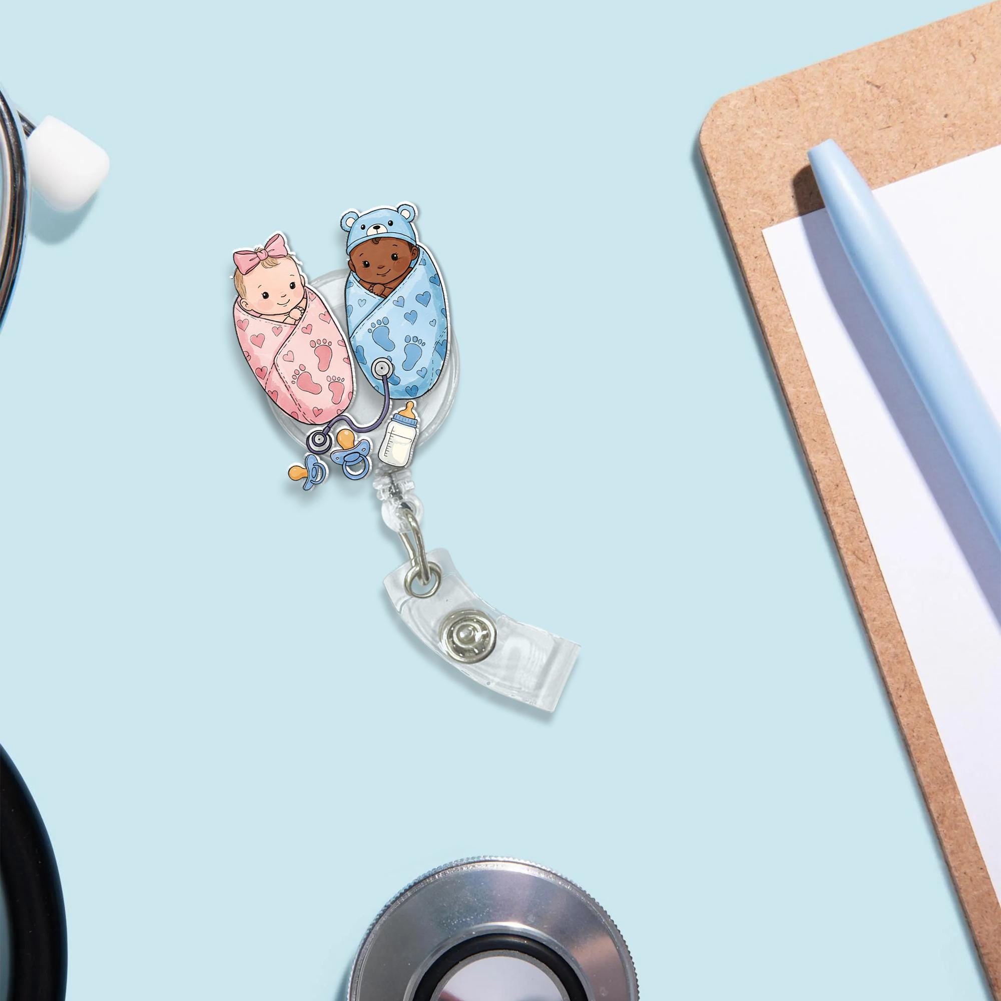 Cute Baby Acrylic Badge Reel, L and D Nurse Badge, Nicu ID holder gift, L&D Baby Gift, Nurse Badge Reel, Nurse Gift, RN ID Holder, Nicu Gift