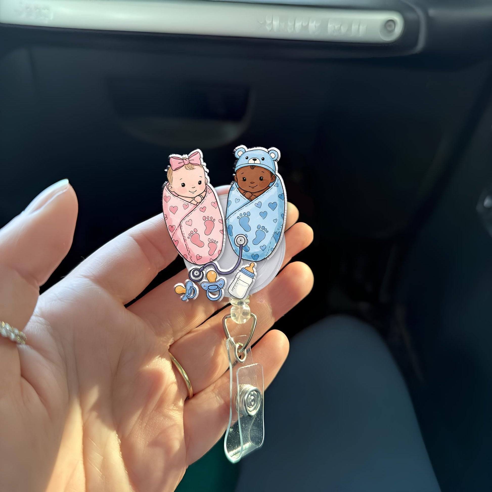 Cute Baby Acrylic Badge Reel, L and D Nurse Badge, Nicu ID holder gift, L&D Baby Gift, Nurse Badge Reel, Nurse Gift, RN ID Holder, Nicu Gift