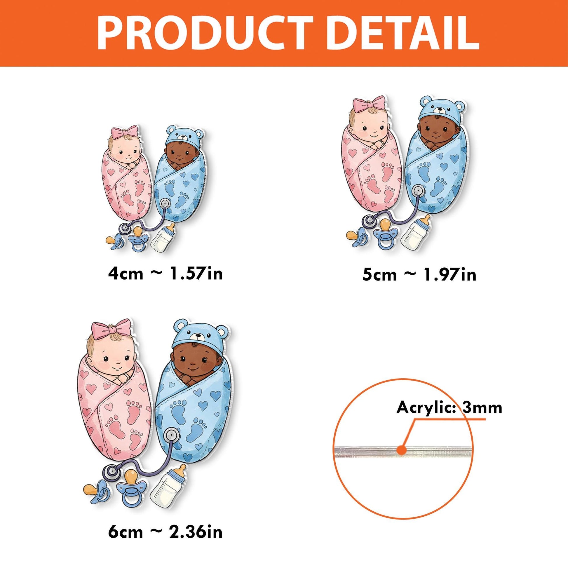 Cute Baby Acrylic Badge Reel, L and D Nurse Badge, Nicu ID holder gift, L&D Baby Gift, Nurse Badge Reel, Nurse Gift, RN ID Holder, Nicu Gift