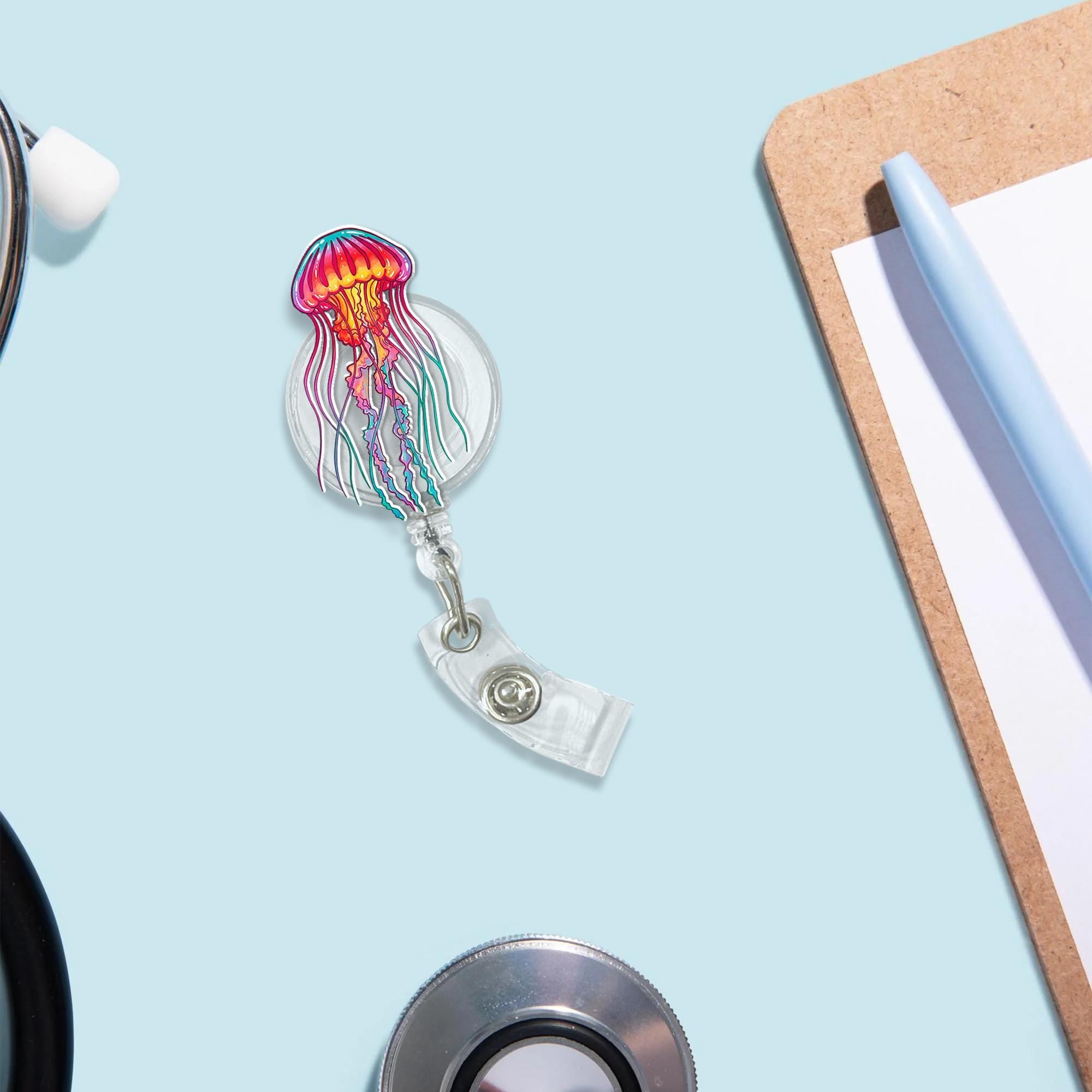 Colorful Jellyfish Badge Reel, Jellyfish  Lover Gift, Ocean Animal Lover, RN ID Holder, Nurse Gift, Gift For Nurse, Cute Animal Gift