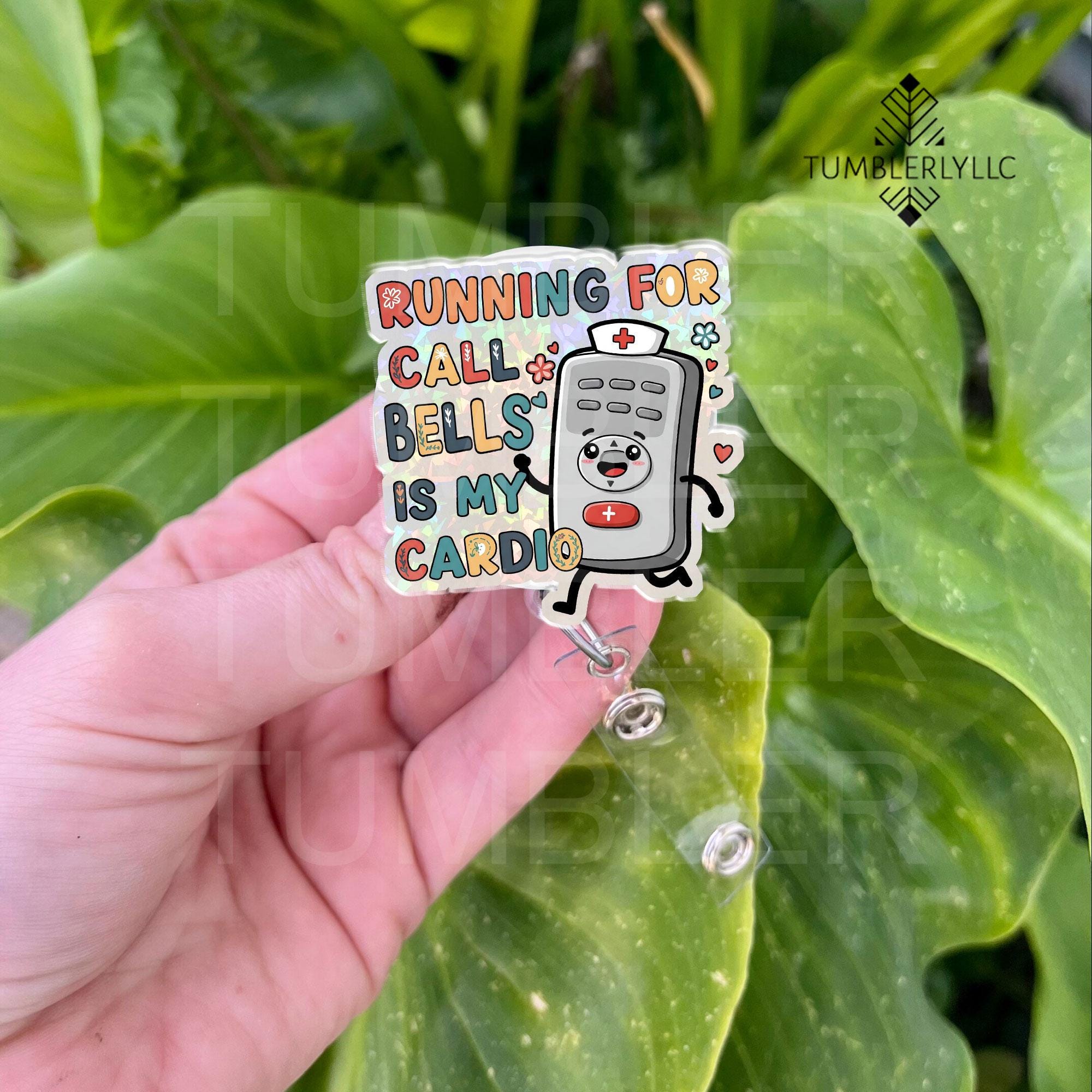 CNA Nurse Call Light Running For Call Bells Is My Cardio Badge Reel, CNA Nurse Badge Reel, Nurse ID Holder, Nurse Gift, Cna Rn life Id hold