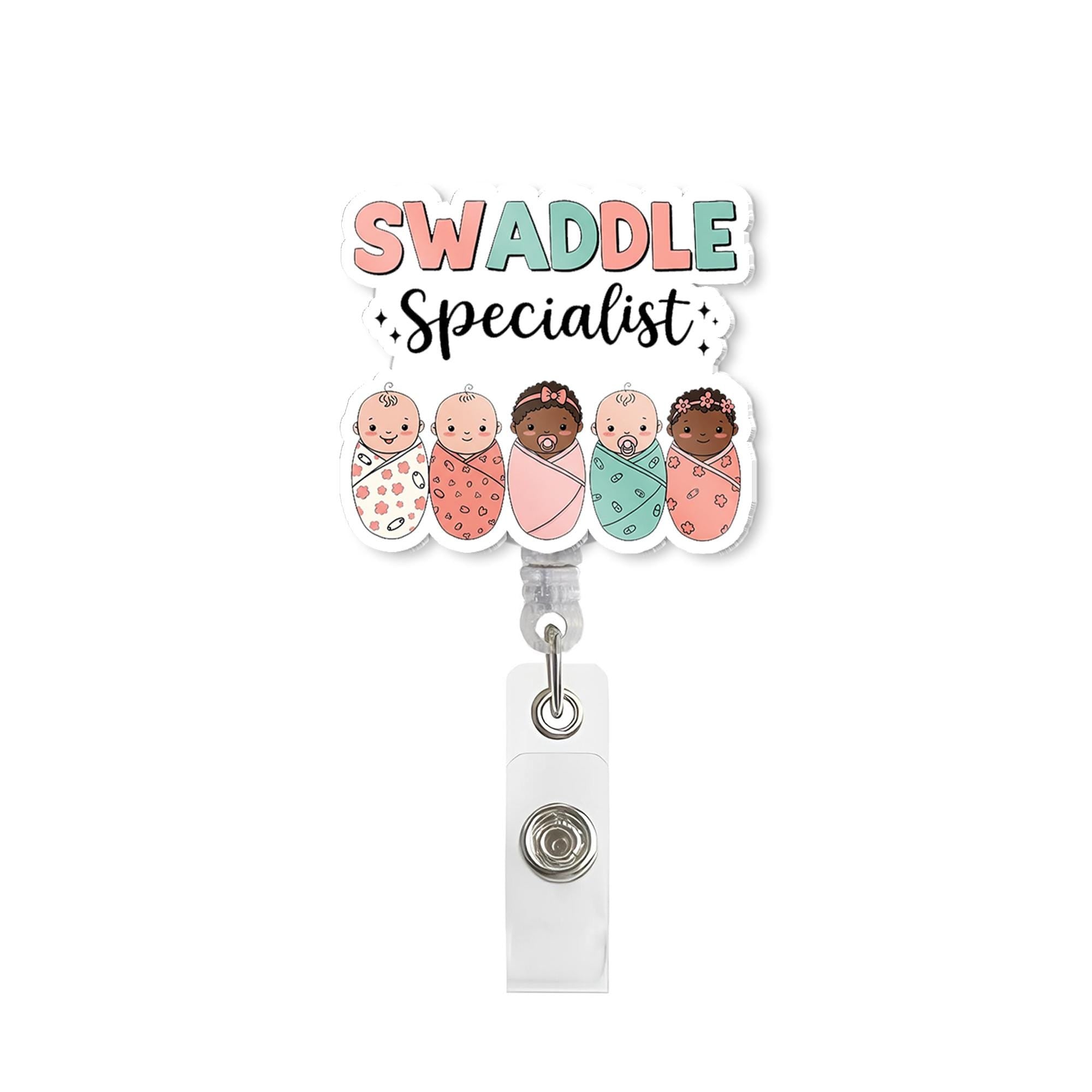 Swaddle Specialist Badge Reel, L&D Nurse badge Reel, Midwife Gift, NICU Id Holder Gift, Newborn Baby Badge reel, Nicu Gift, Heavy Duty