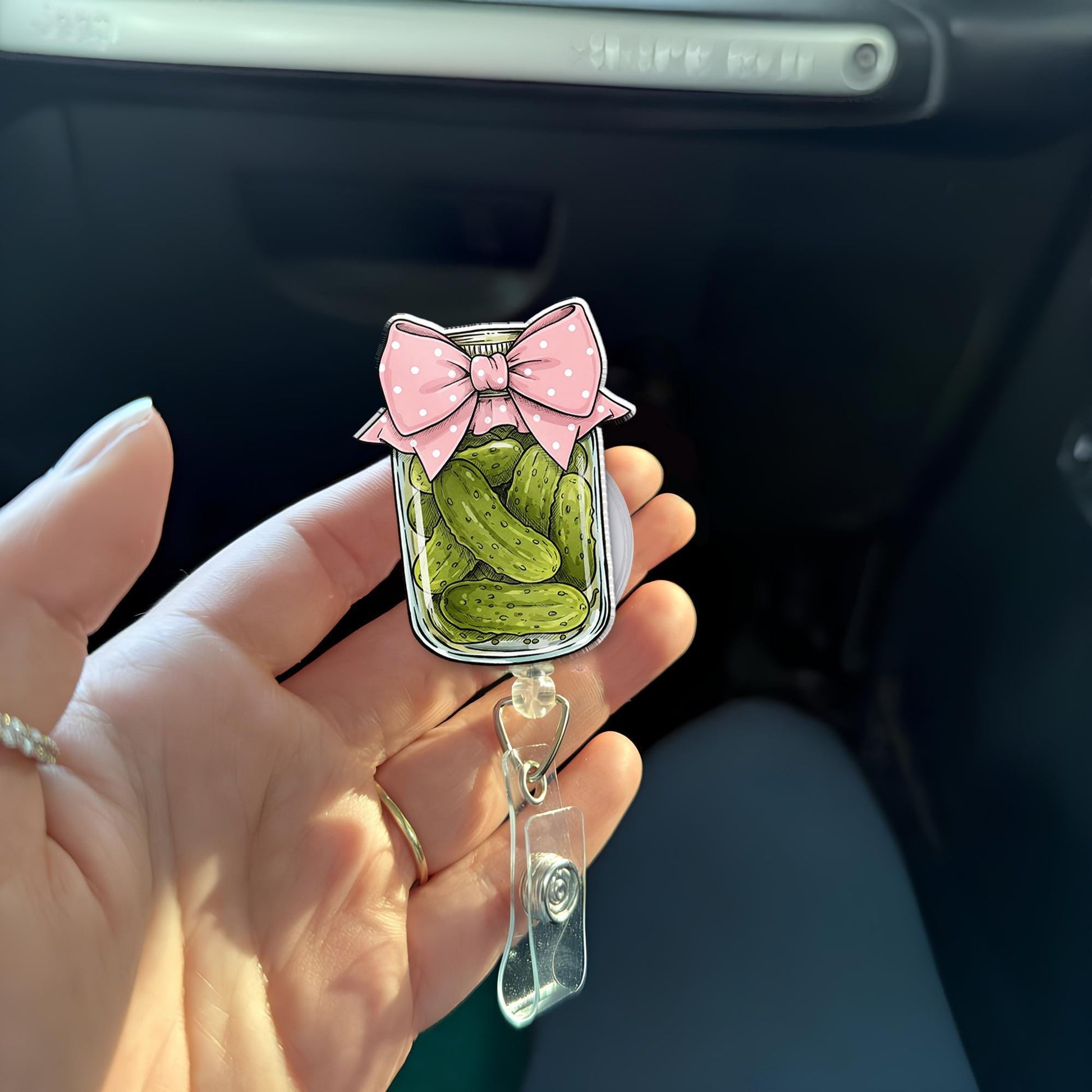 Coquette Pickle Jar Badge Reel, Funny Nurse Gift, Nurse badge reel, Pickle Lover Gift, Funny Co-worker Gift, Heavy Duty, MRI Safe,Nurse Gift