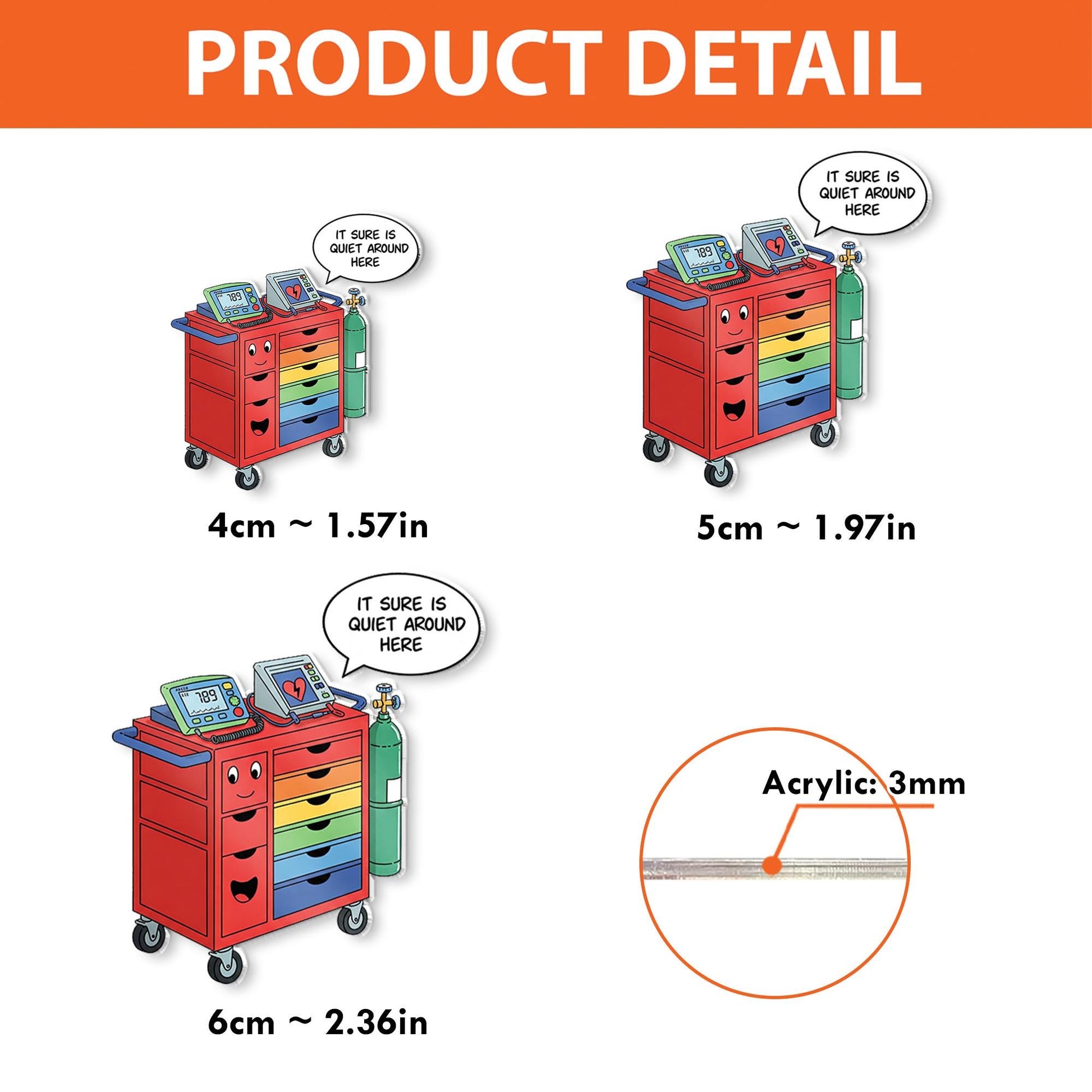 Crash Cart Acrylic Badge Reel, ICU Nurse, RRT, Rapid Response, Emergency Medicine, Nurses Week Gift, Respiratory, MD, Doctor, Code Blue Team