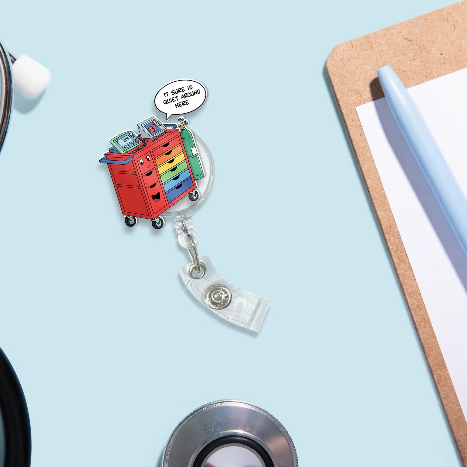 Crash Cart Acrylic Badge Reel, ICU Nurse, RRT, Rapid Response, Emergency Medicine, Nurses Week Gift, Respiratory, MD, Doctor, Code Blue Team