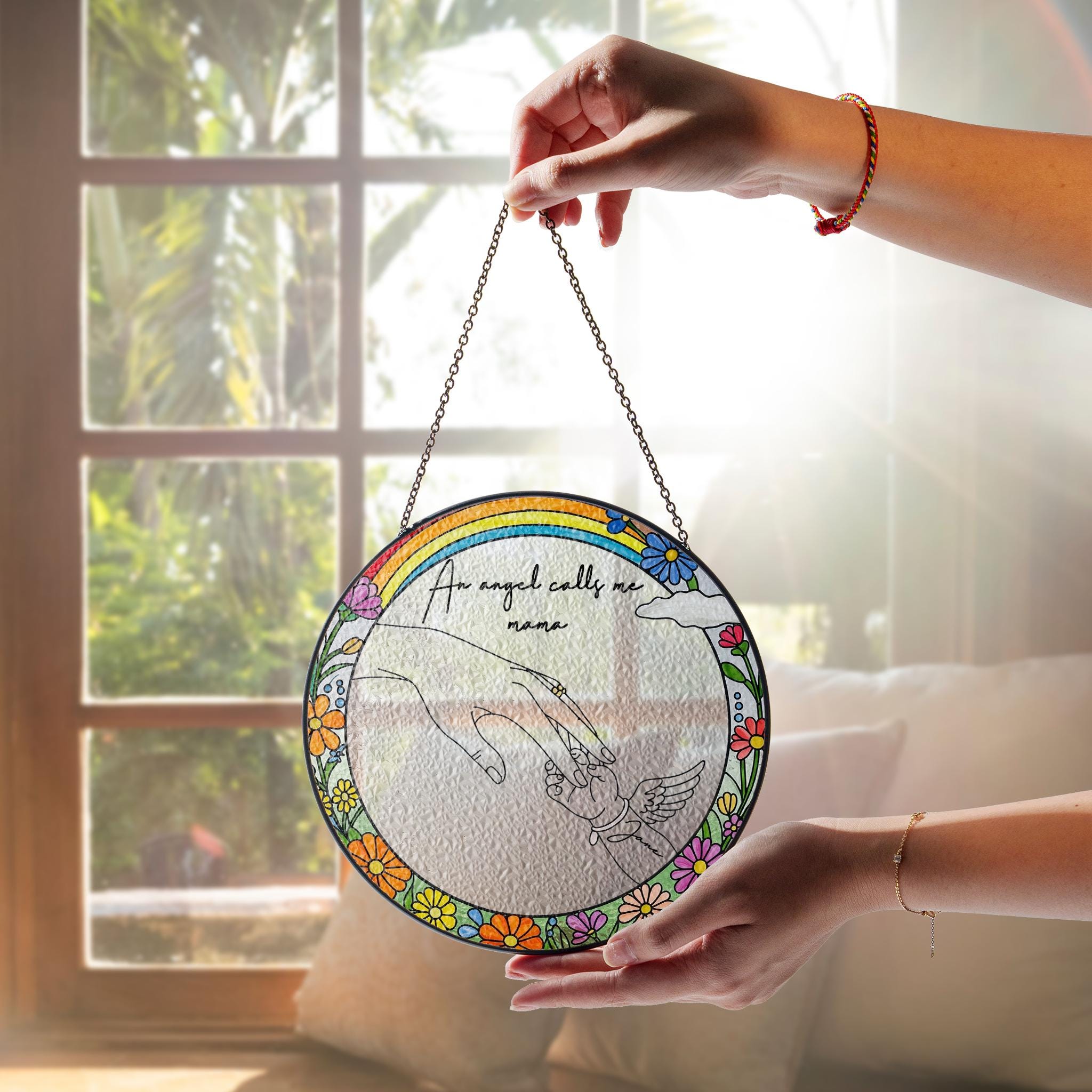 Custom Memorial Mother's Day Suncatcher - Angel Mama Gift - Rainbow Baby Memorial Suncatcher - Loss of Child Suncatcher