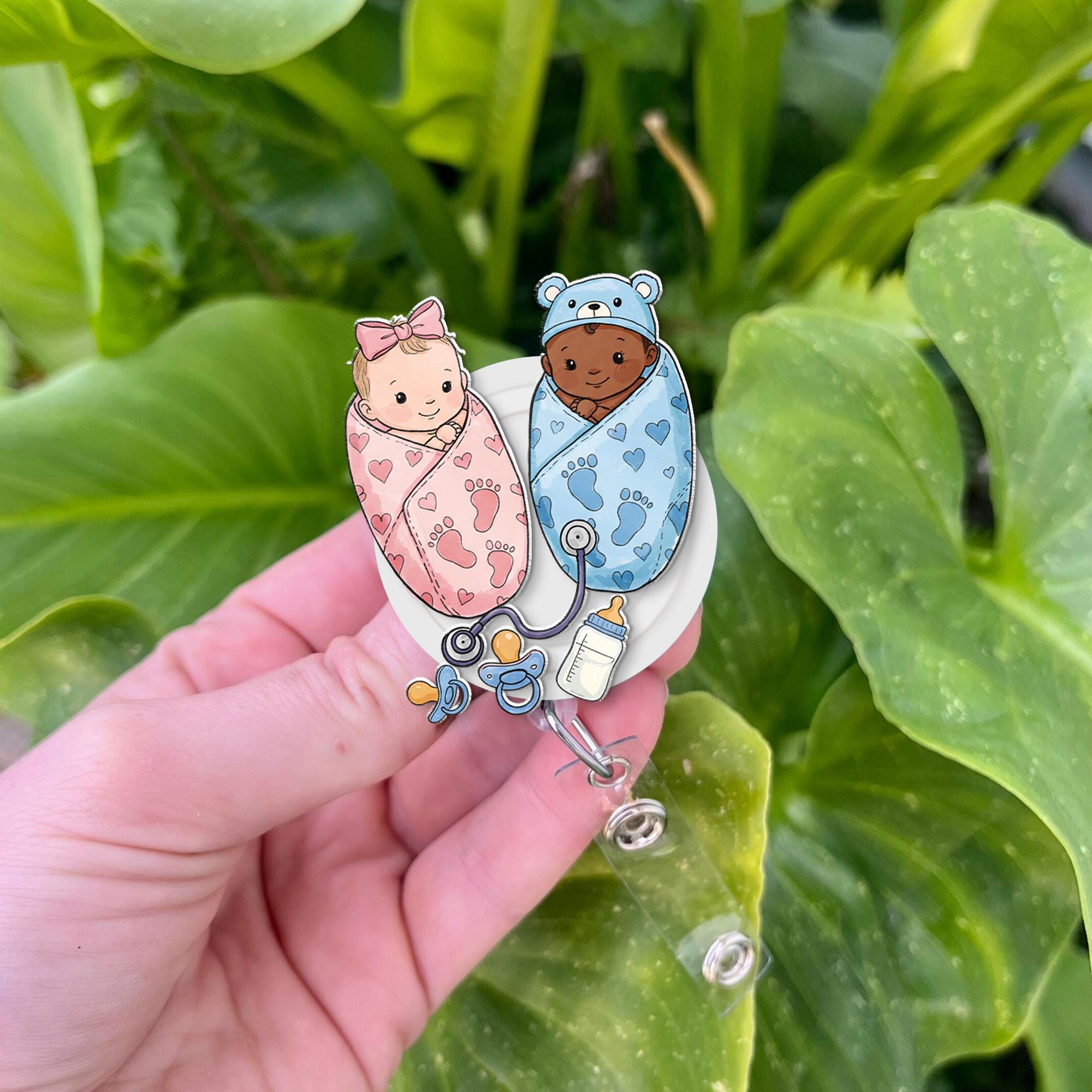 Cute Baby Acrylic Badge Reel, L and D Nurse Badge, Nicu ID holder gift, L&D Baby Gift, Nurse Badge Reel, Nurse Gift, RN ID Holder, Nicu Gift