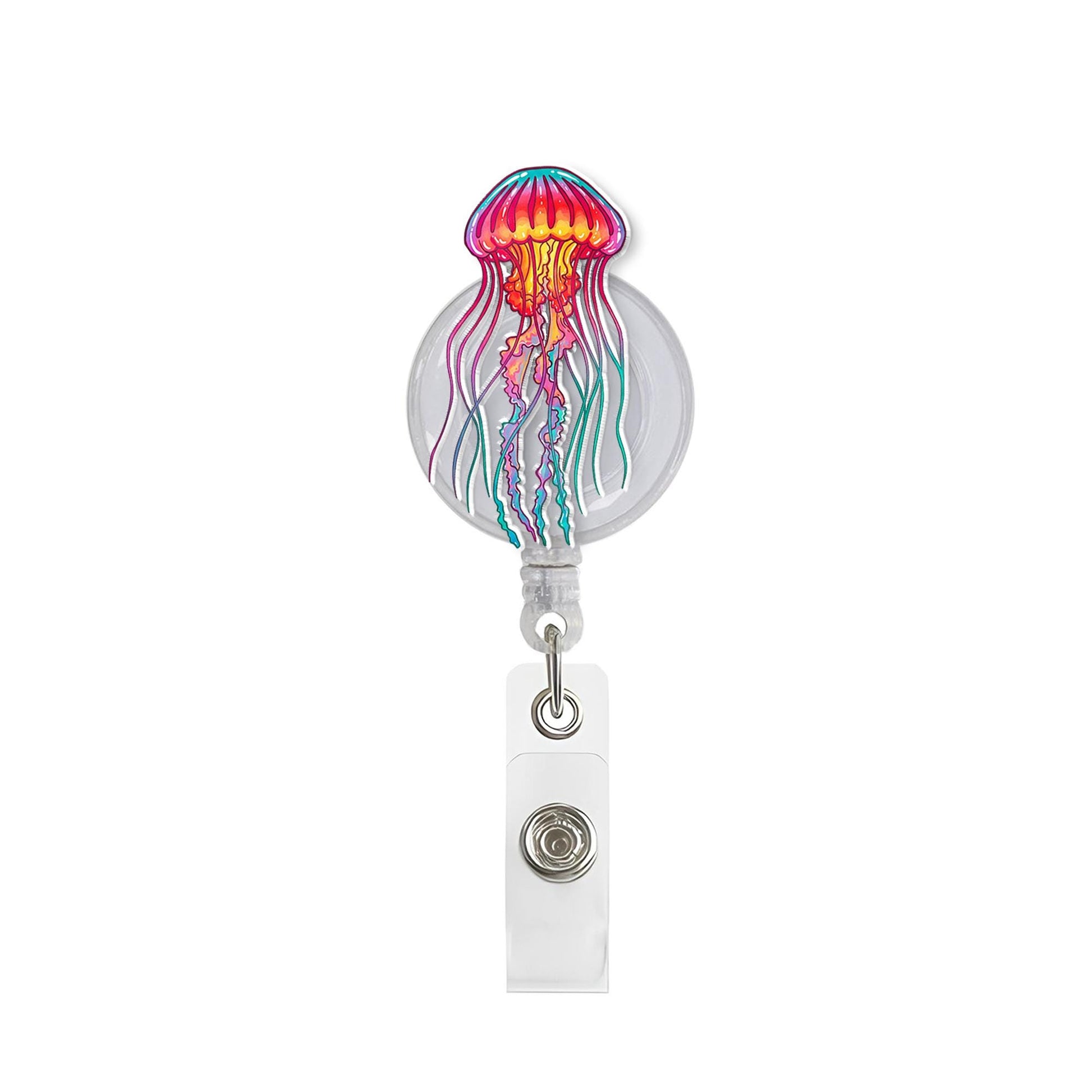 Colorful Jellyfish Badge Reel, Jellyfish  Lover Gift, Ocean Animal Lover, RN ID Holder, Nurse Gift, Gift For Nurse, Cute Animal Gift