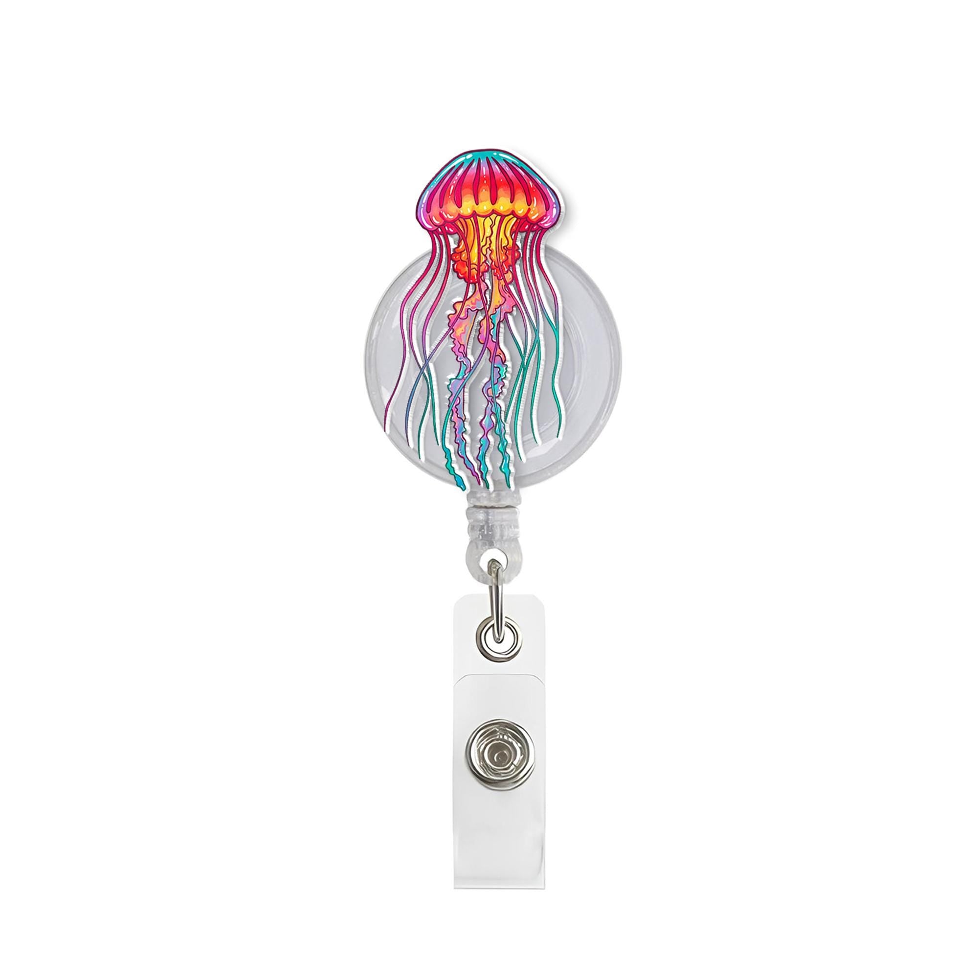 Colorful Jellyfish Badge Reel, Jellyfish  Lover Gift, Ocean Animal Lover, RN ID Holder, Nurse Gift, Gift For Nurse, Cute Animal Gift