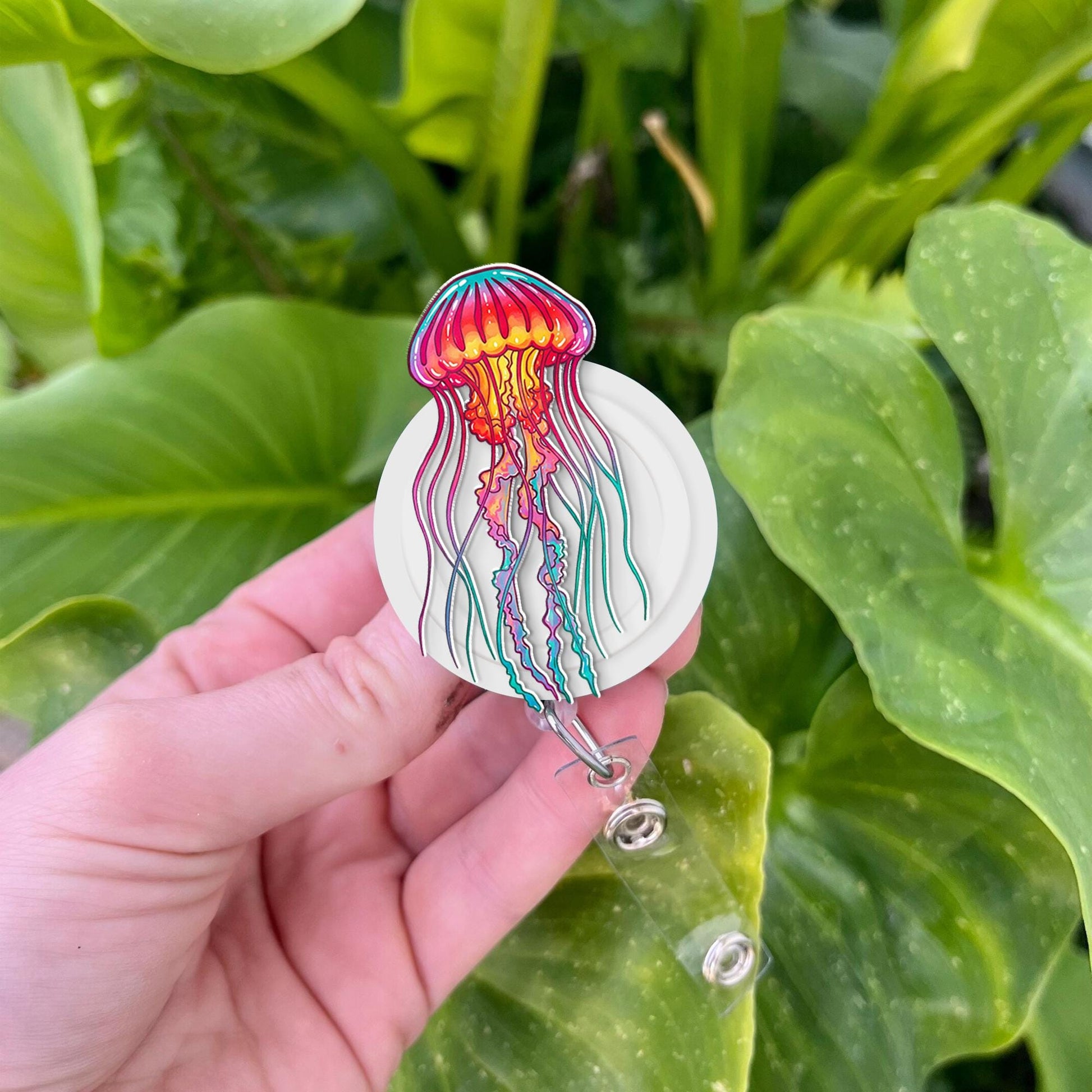 Colorful Jellyfish Badge Reel, Jellyfish  Lover Gift, Ocean Animal Lover, RN ID Holder, Nurse Gift, Gift For Nurse, Cute Animal Gift