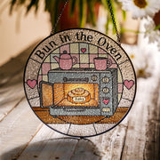 Bun in the Oven Glass Suncatcher Gift for Expecting Mom – Cute Pregnancy Window Decor for Mother's Day, custom gift for new mom