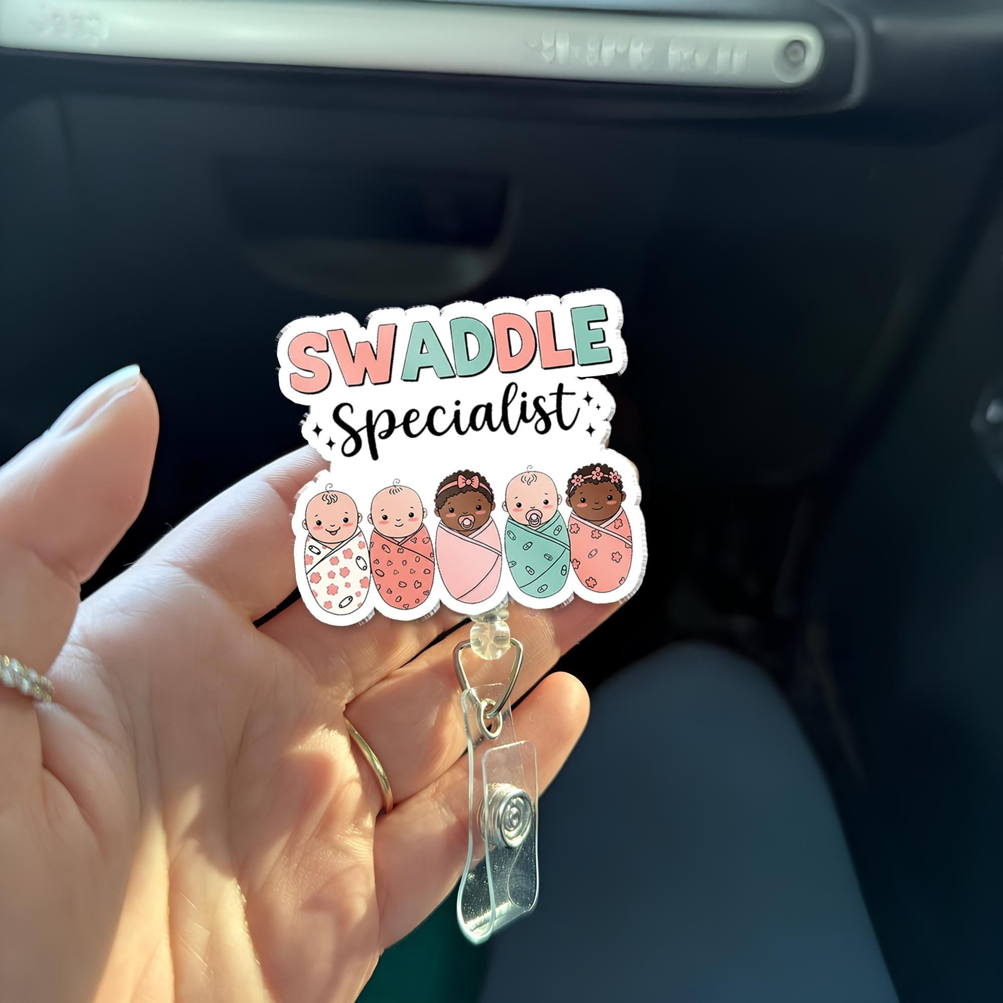 Swaddle Specialist Badge Reel, L&D Nurse badge Reel, Midwife Gift, NICU Id Holder Gift, Newborn Baby Badge reel, Nicu Gift, Heavy Duty