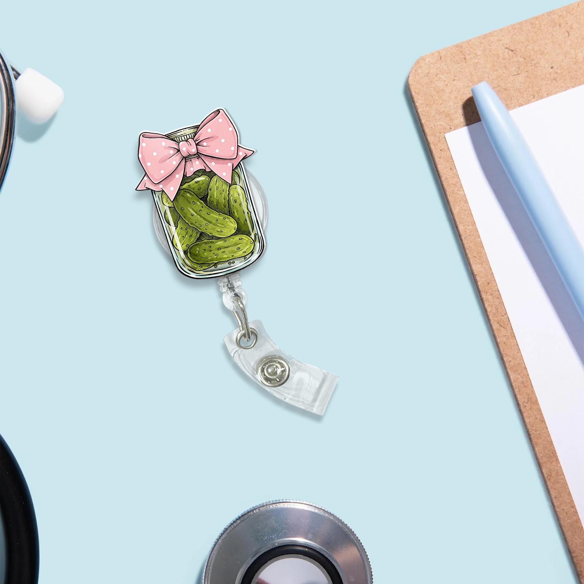 Coquette Pickle Jar Badge Reel, Funny Nurse Gift, Nurse badge reel, Pickle Lover Gift, Funny Co-worker Gift, Heavy Duty, MRI Safe,Nurse Gift