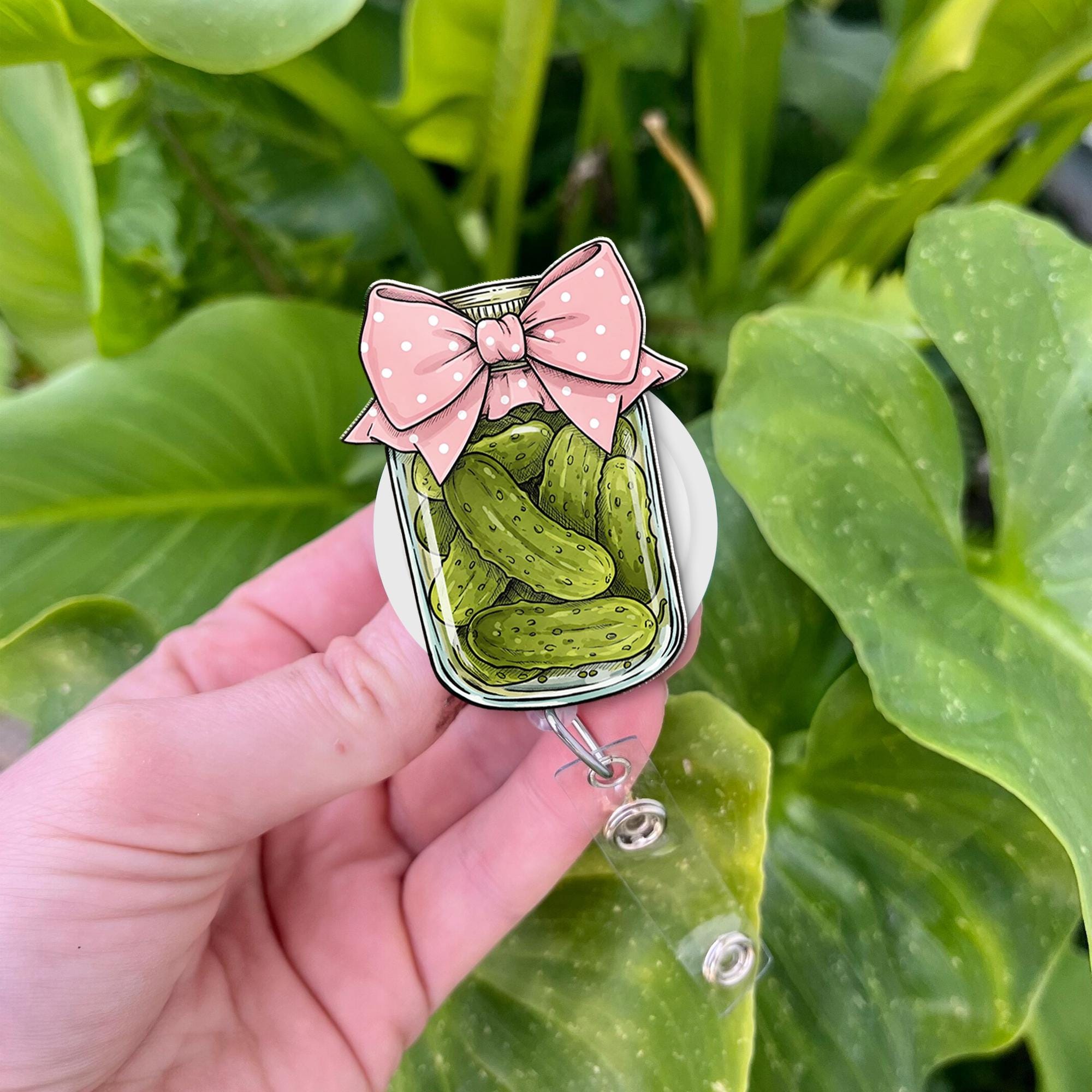 Coquette Pickle Jar Badge Reel, Funny Nurse Gift, Nurse badge reel, Pickle Lover Gift, Funny Co-worker Gift, Heavy Duty, MRI Safe,Nurse Gift