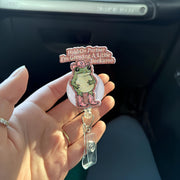 Cowboy Frog Badge Reel Gift for Expecting Mom or Nurse – Cute Baby Announcement Accessory for Mother's Day, Funny Pregnancy Reveal Clip