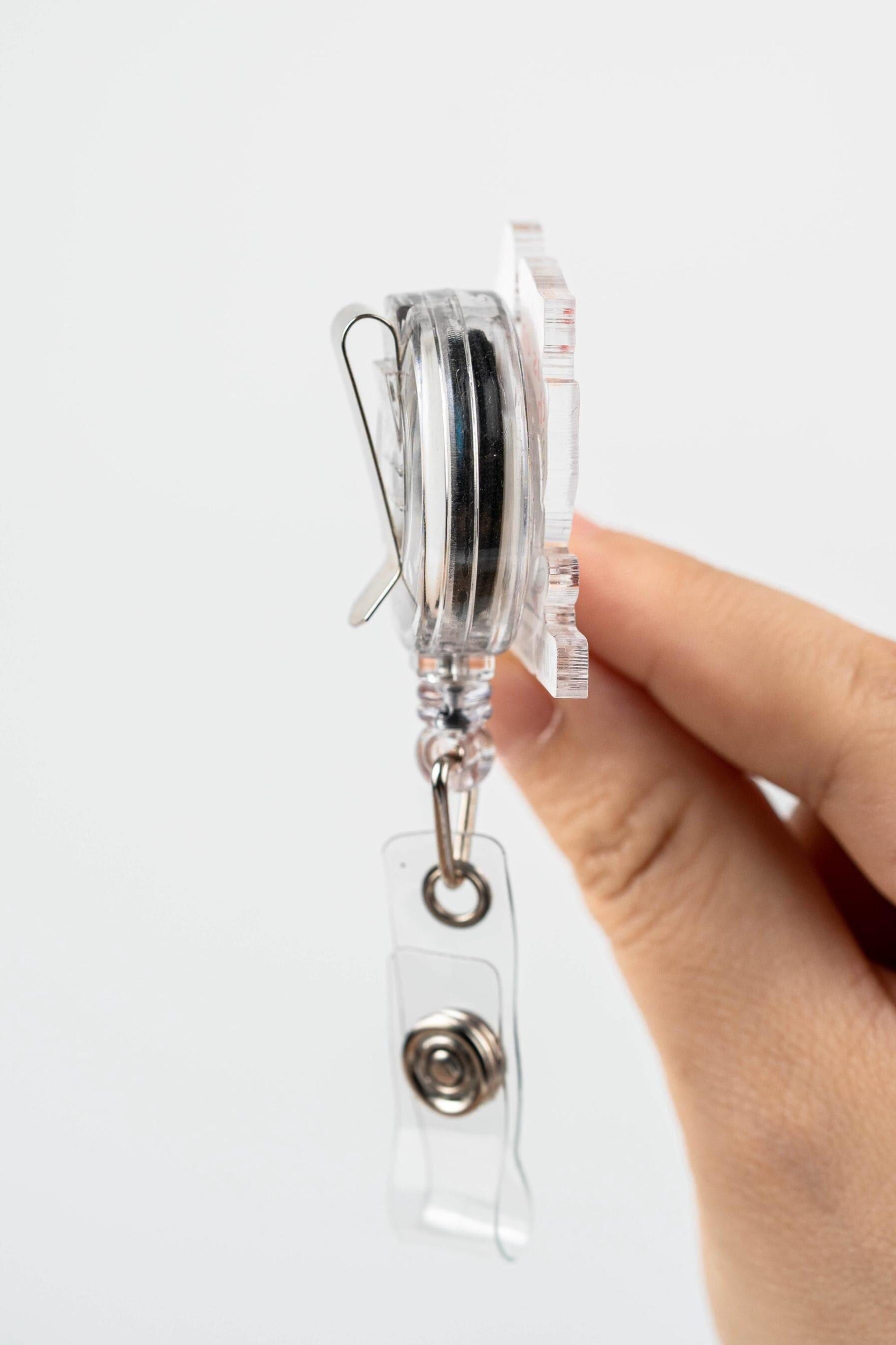 Crayon Box Badge Reel | Colorful Teacher ID Clip for Back to School | Cute Retractable Name Badge Holder for Educators & Artists