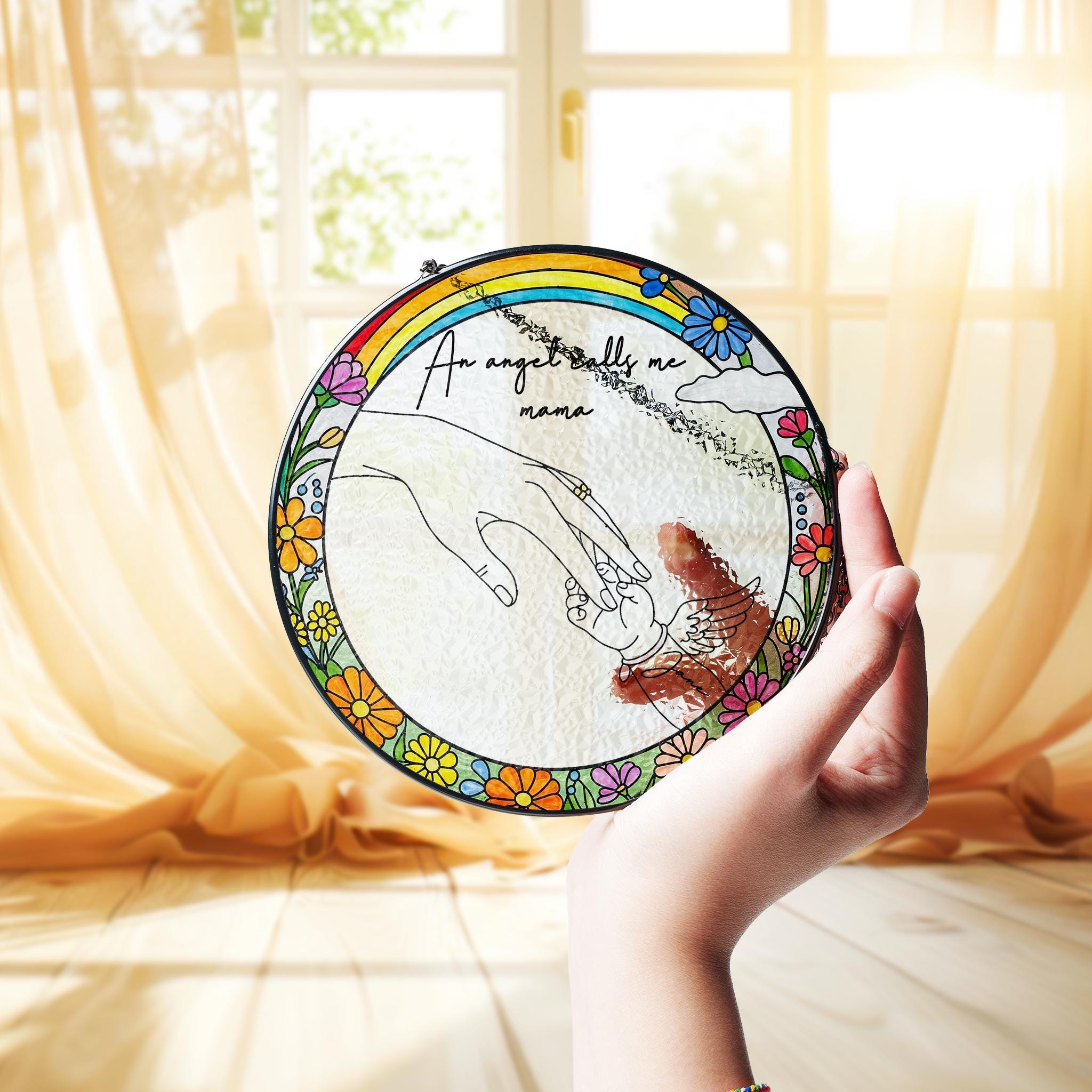 Custom Memorial Mother's Day Suncatcher - Angel Mama Gift - Rainbow Baby Memorial Suncatcher - Loss of Child Suncatcher