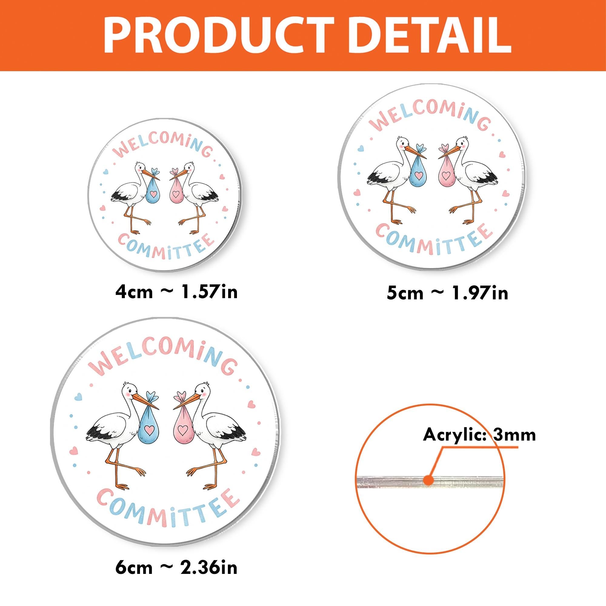 Stork Welcoming Committee Badge Reel | Cute Baby Arrival ID Holder | Gender Reveal Gift for Nurses, Doulas, Baby Shower Favor