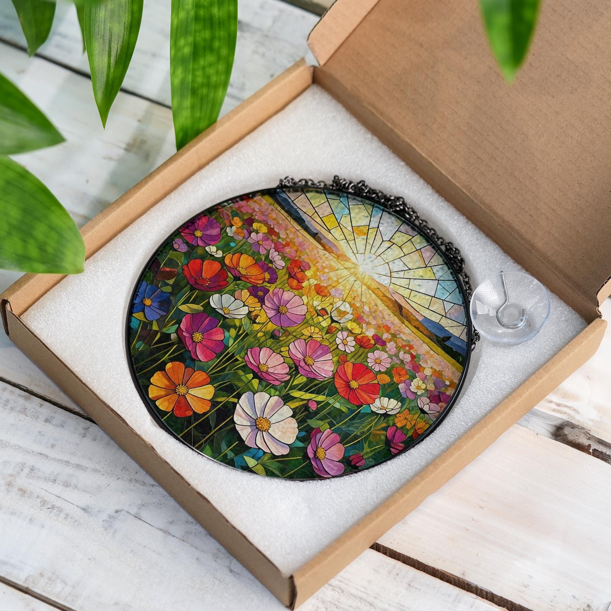 Cosmo Flower Glass Suncatcher, Sunset Floral Window Decor, Mother's Day Gift, Colorful Garden Art, Nature Lover Sun Catcher, gift for mom