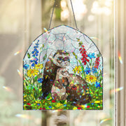 Ferret Mom Suncatcher – Holographic Acrylic Window Decor – Cute Mother's Day Gift for Animal Lover Mom – Ferret and Baby Ornament