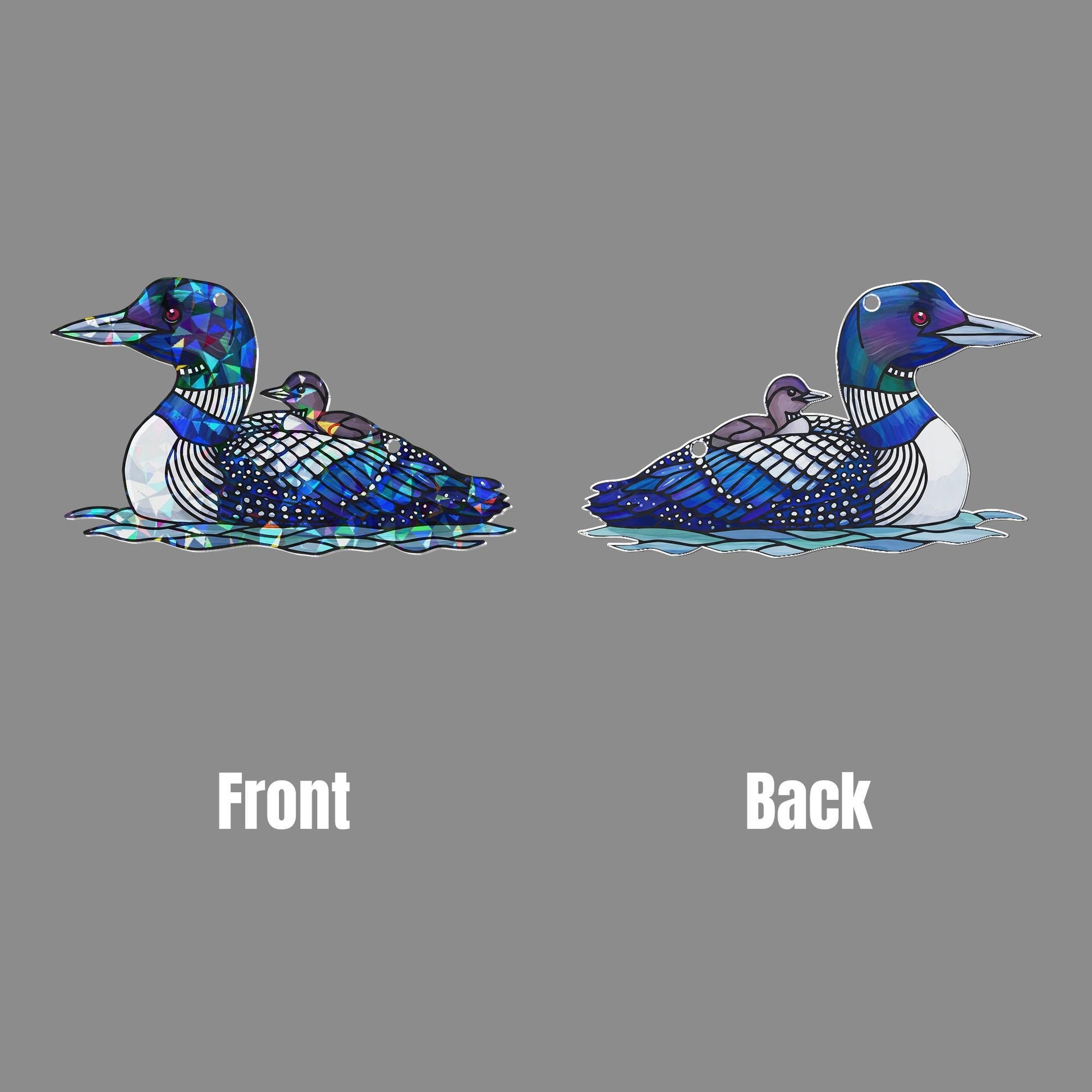 Loon Bird Mom and Baby Window Hanging, Acrylic Hologram Suncatcher, Mother's Day Gift for Bird Lovers, Mother's day gift for mom grandma