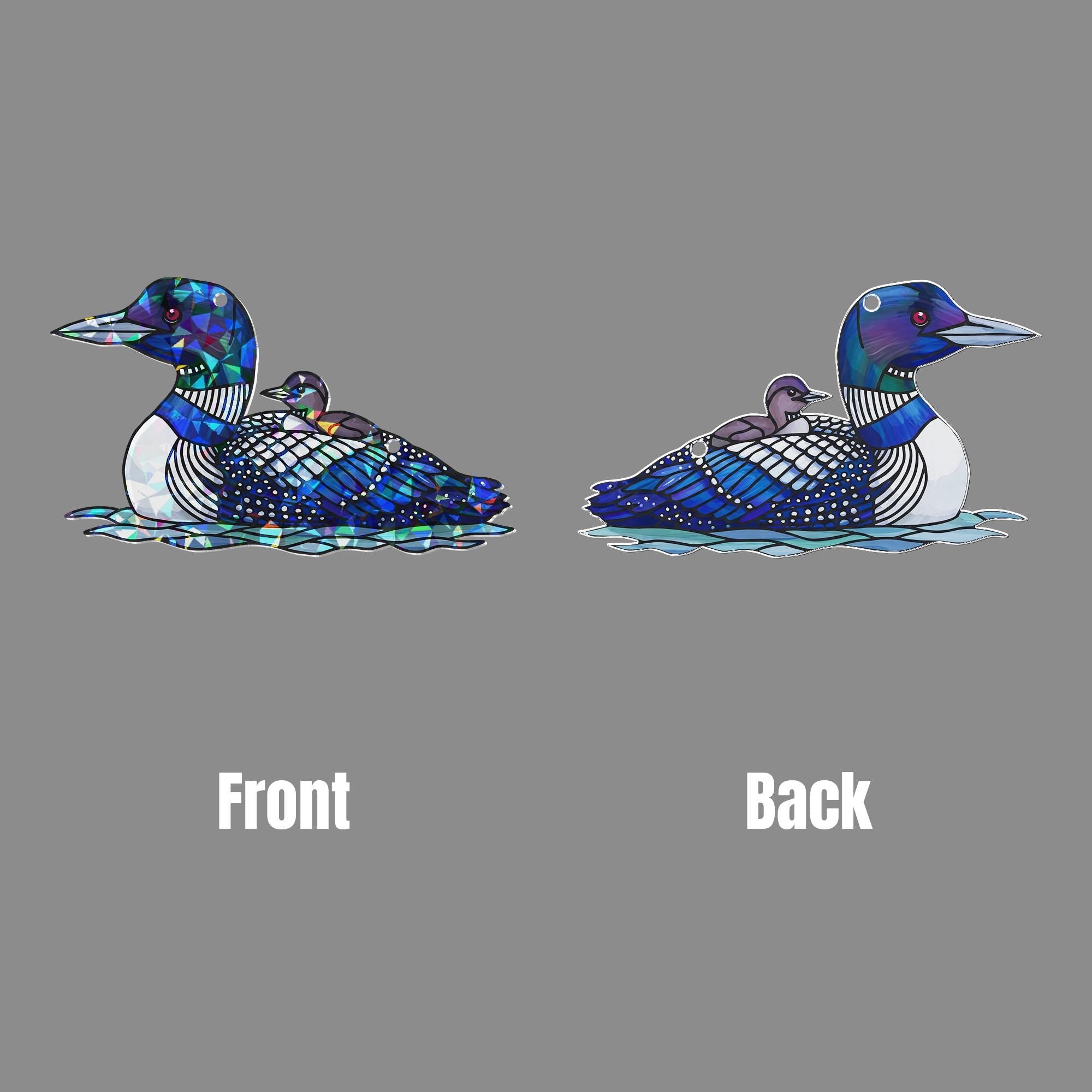 Loon Bird Mom and Baby Window Hanging, Acrylic Hologram Suncatcher, Mother's Day Gift for Bird Lovers, Mother's day gift for mom grandma