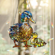 Holographic Mallard Duck Suncatcher – Mother Duck and Baby Window Hanging Gift for Mom – Inspired Mother’s Day Gift for Bird Lovers