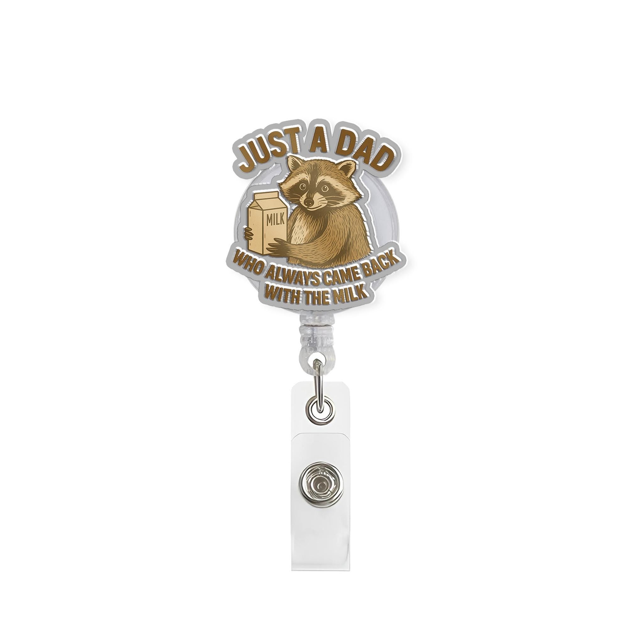 Just a Dad Badge Reel – Funny Father's Day Gift, Dad Life ID Holder, Father's Work Badge Clip, Dad Accessories