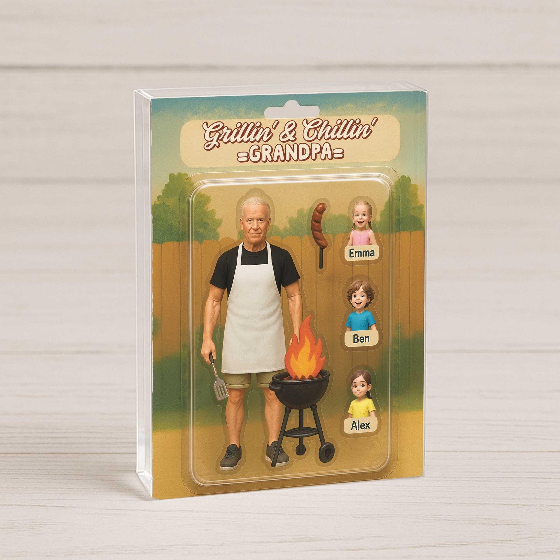Custom "Grillin' & Chillin' Grandpa" Acrylic Block | Personalized Family Portrait | Father's Day or Grandpa Gift | Grilling
