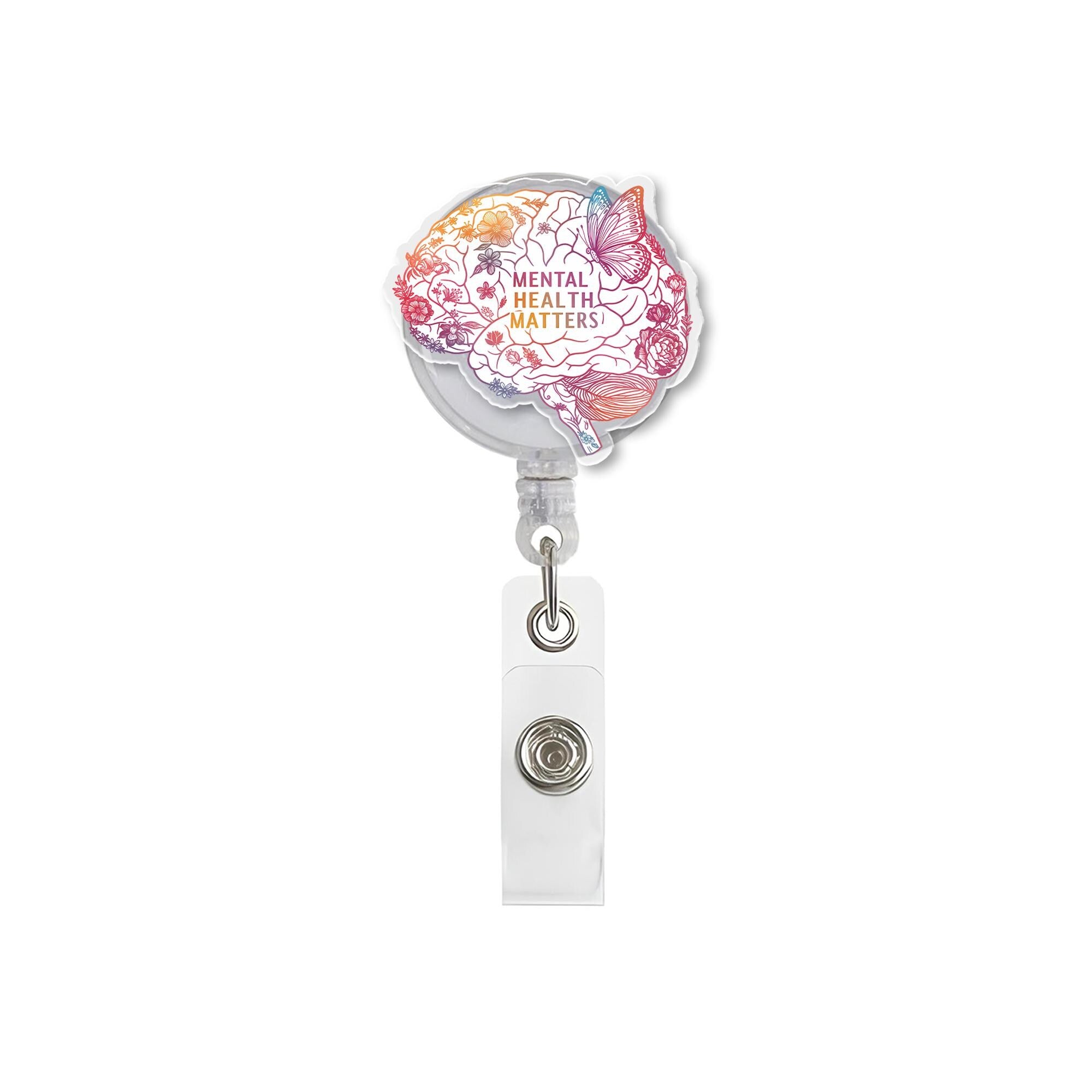 Mental Health Matters Badge Reel | Therapist ID Clip | Counselor Work Accessory | Positive Message Badge Holder Gift