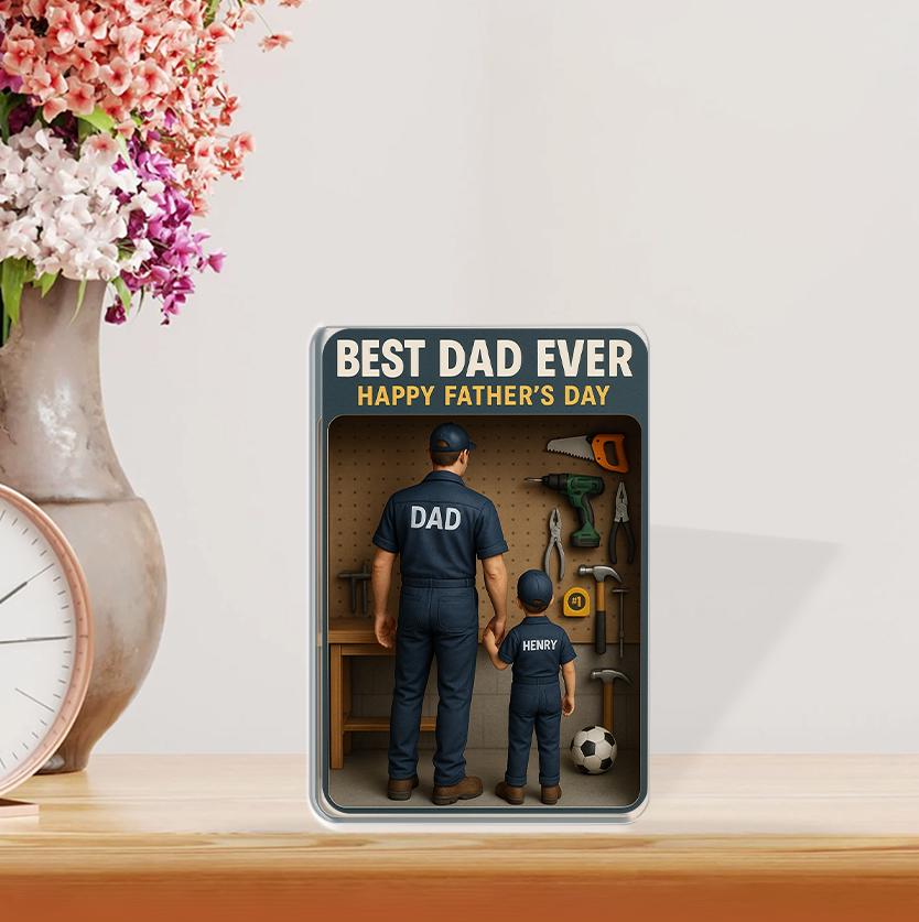 Custom Father's Day 2D FLAT Plaque, Best Dad Ever Gift, Mechanic Dad Sign, Handy Dad Decor, Personalized Dad and Son Keepsake, Husband Gift