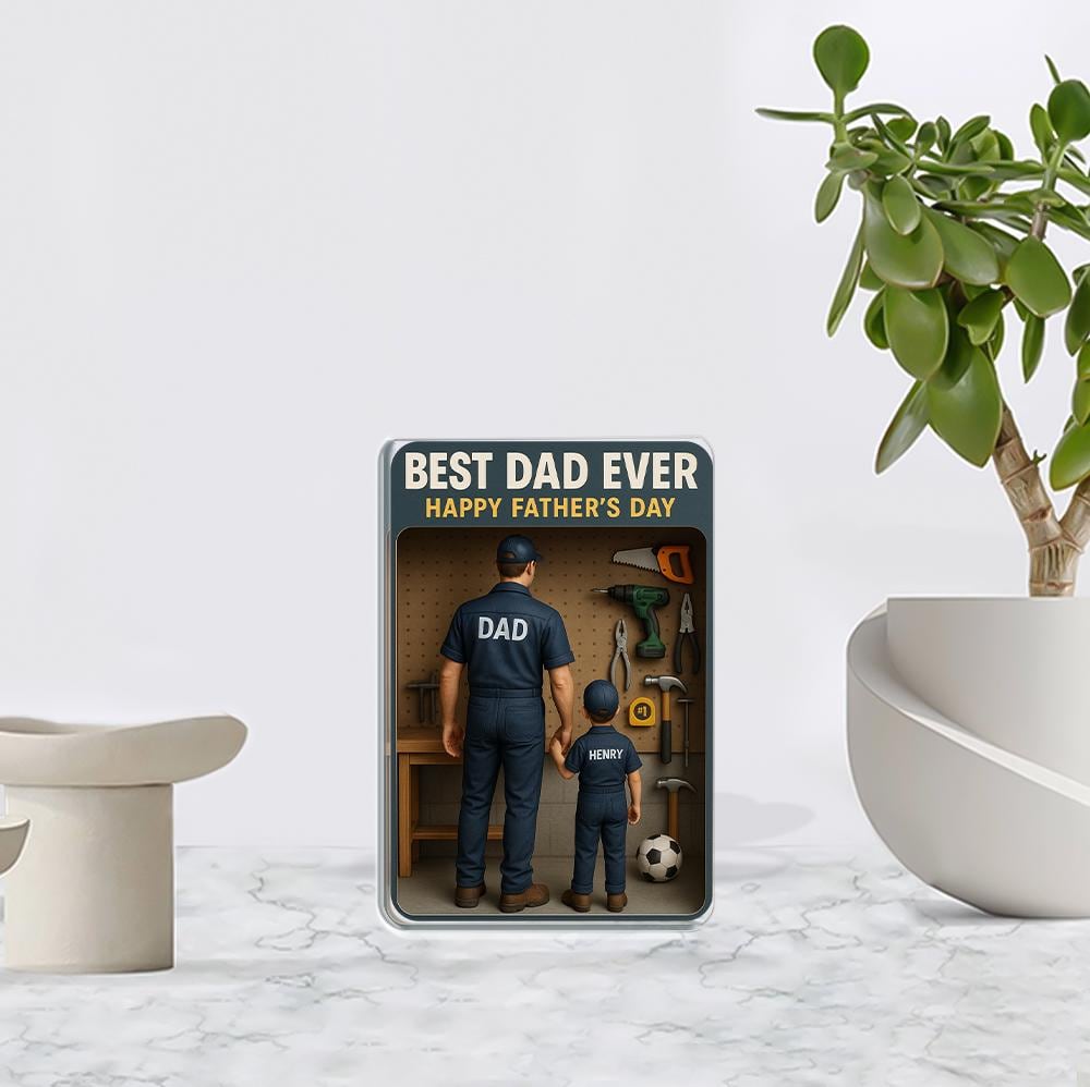 Custom Father's Day 2D FLAT Plaque, Best Dad Ever Gift, Mechanic Dad Sign, Handy Dad Decor, Personalized Dad and Son Keepsake, Husband Gift